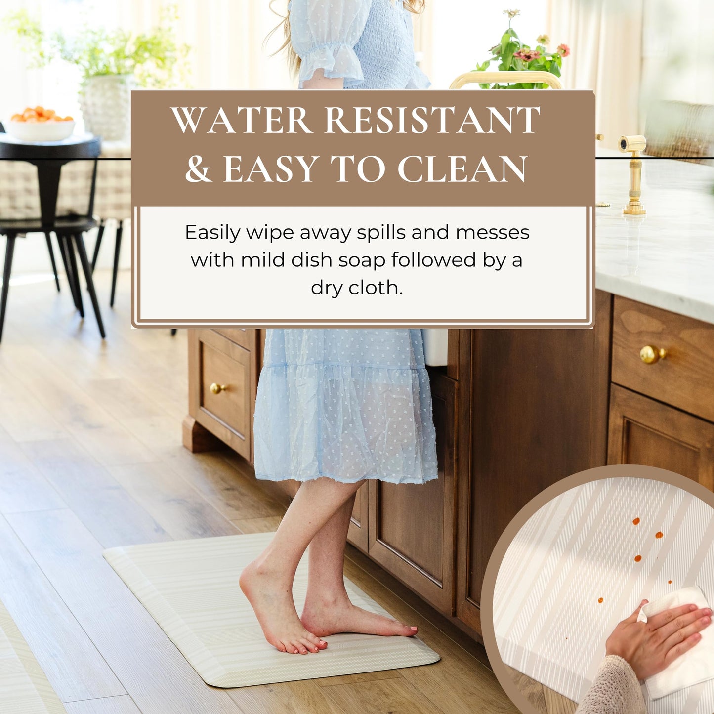 Anti Fatigue Mat by Laurel Lane Co. – Designer Anti Fatigue Mats for Kitchen Floor, Kitchen Mats for Floor, Desk Mat – Cushioned 0.75" Thick – Stain Resistant – Non-Skid Bottom – 20" x 60"