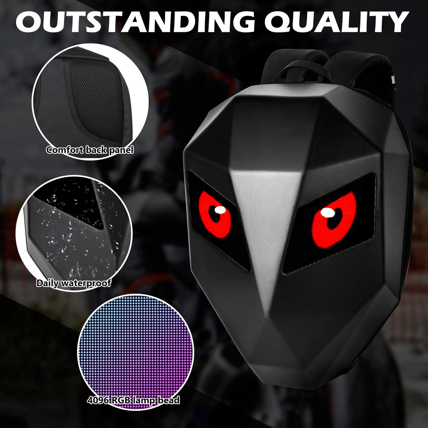 arimepi LED Motorcycle Backpack, LED Backpack, Programmable cycling bag, Travel and Camping Storage Bag,Ideal for riding and holiday gifts (Black color)