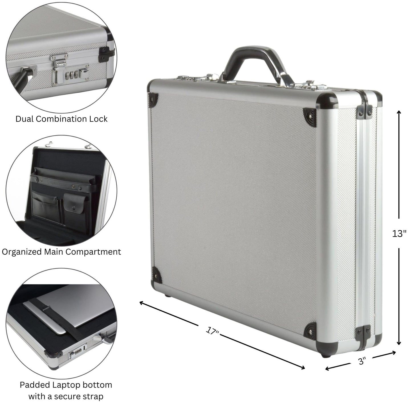 Alpine Swiss Executive Aluminum Briefcase Padded Laptop Briefcase For Men Hard Shell Attache Case Combo Lock Business Case