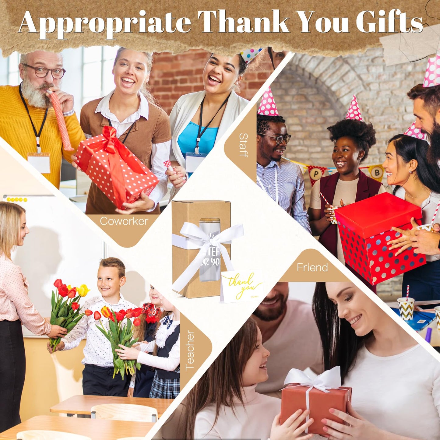 12 Set Employee Appreciation Gifts Bulk, Thank You Gifts for Coworker Staff Teacher Nurses Team, 16oz Can Shaped Beer Glass Cups Gift Box with Card for Women Men, Teacher's Day/Nurses Week