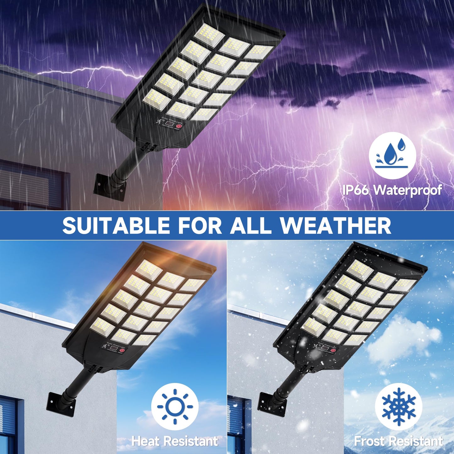 Aqraou Solar Lights Outdoor Waterproof, 6500K Dusk to Dawn Solar Street Light Motion Sensor with Remote Control, LED Security Light for Outside Garden Yard Parking Lot, Oudoor Flood Lights, 2PACK