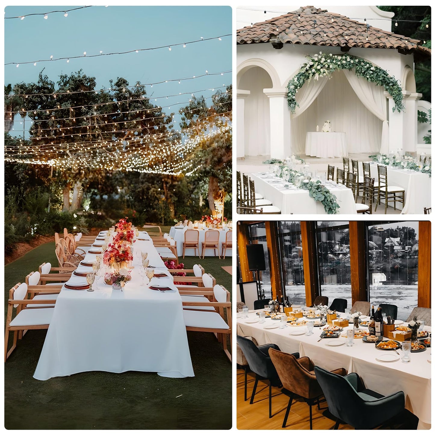 8 Packs White Table Cloth Rectangle 60x102 Inch for 6 Foot Rectangle Tables, Wrinkle Resistant Polyester Fabric Tablecloth Washable Rectangular Table Covers for Dining Wedding Party Buffet