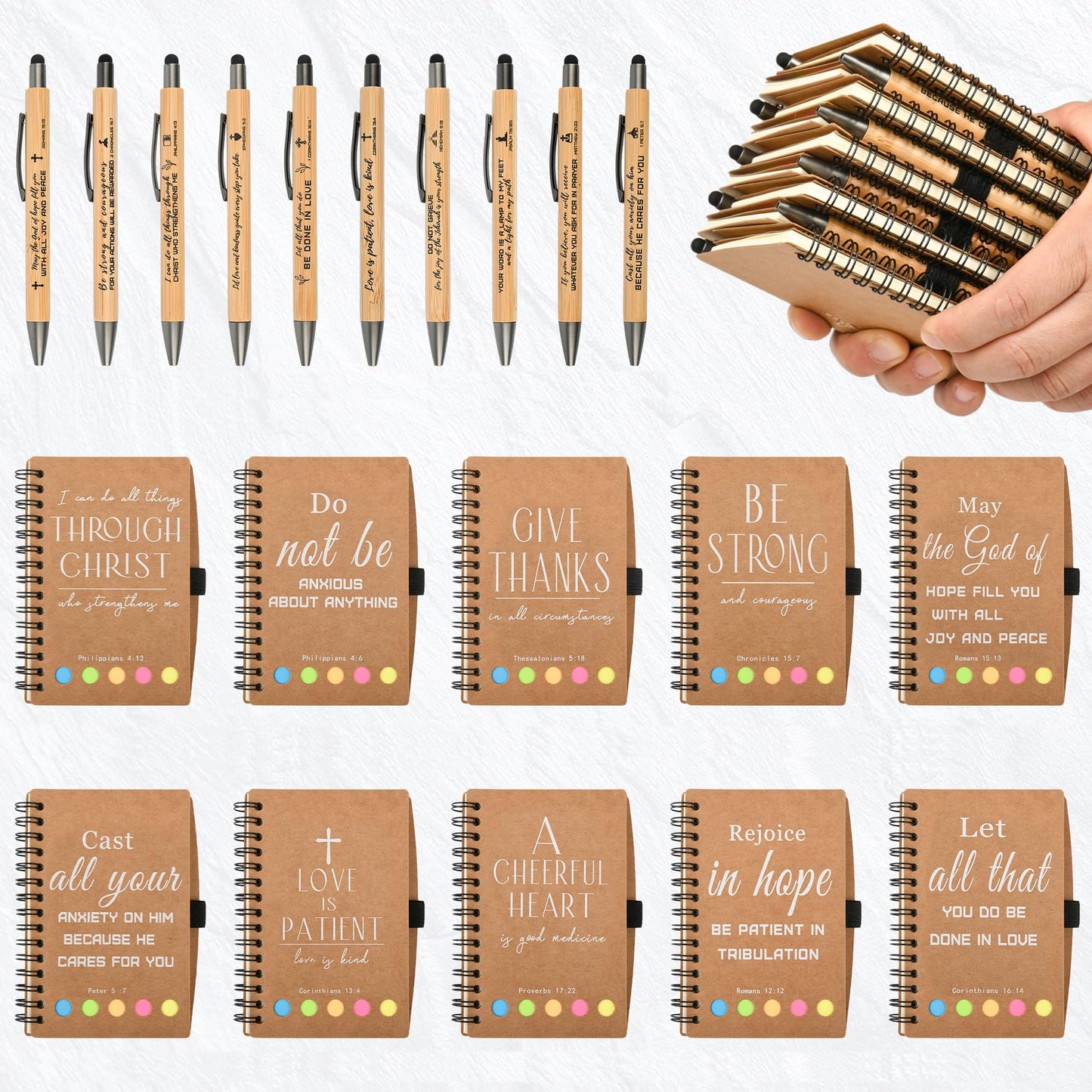 INSADA Christian Prayer Journal Bulk Spiral Notebook with Sticky Notes Small Notepad, 4.13”x 5.43”,for Friends Family religious inspirational Gifts (60 sets)