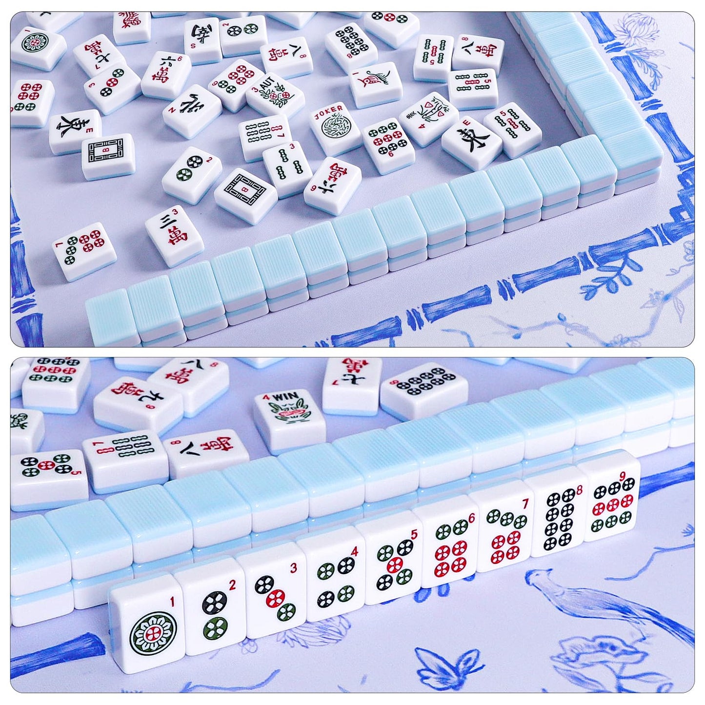 American Mahjong Tile Set with 166 Blue Back Tiles (1.2”, Tiles Only)