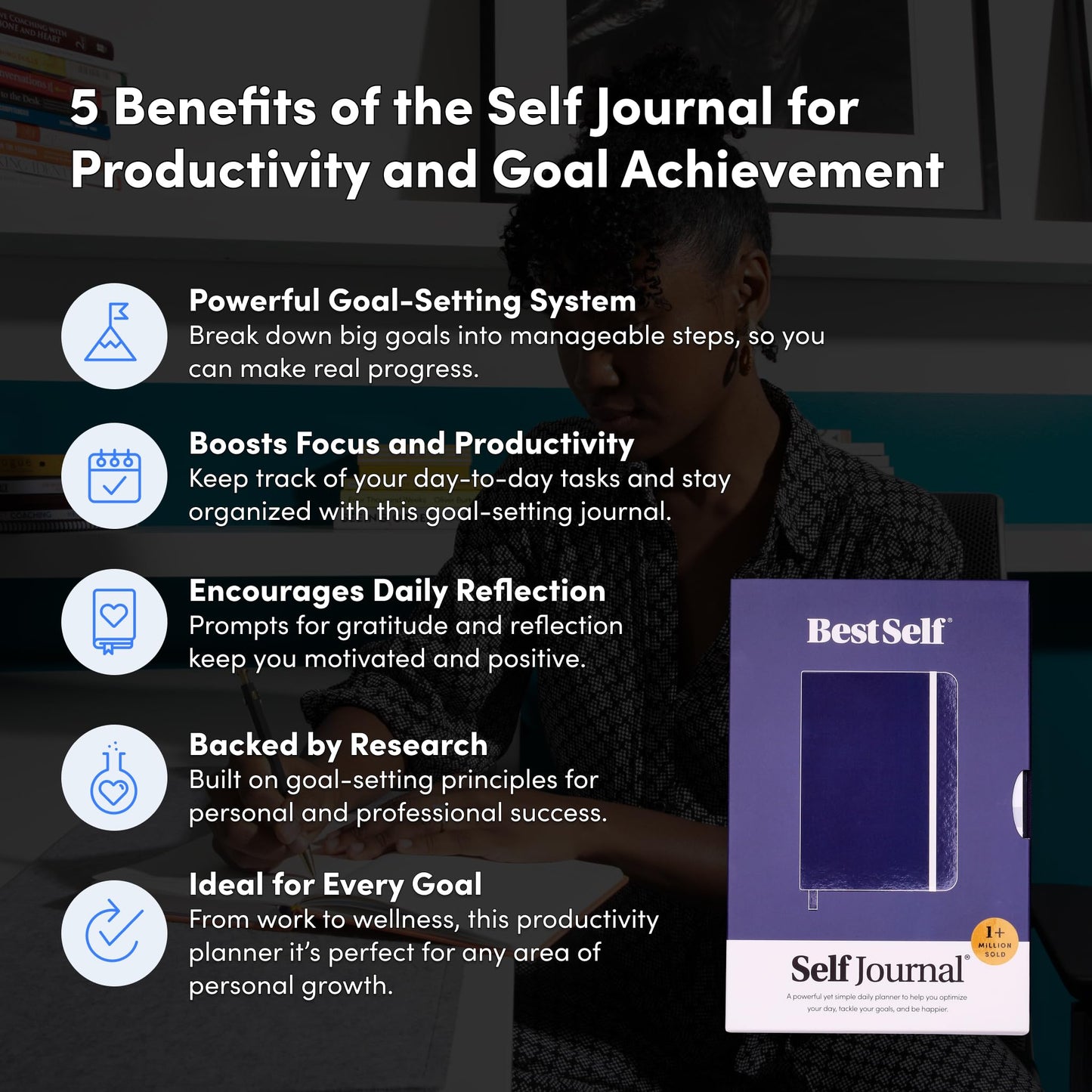 BestSelf Self Journal 13-Week Productivity Journal with Prompts, Undated Planner and Guided Journal for Women and Men, Black