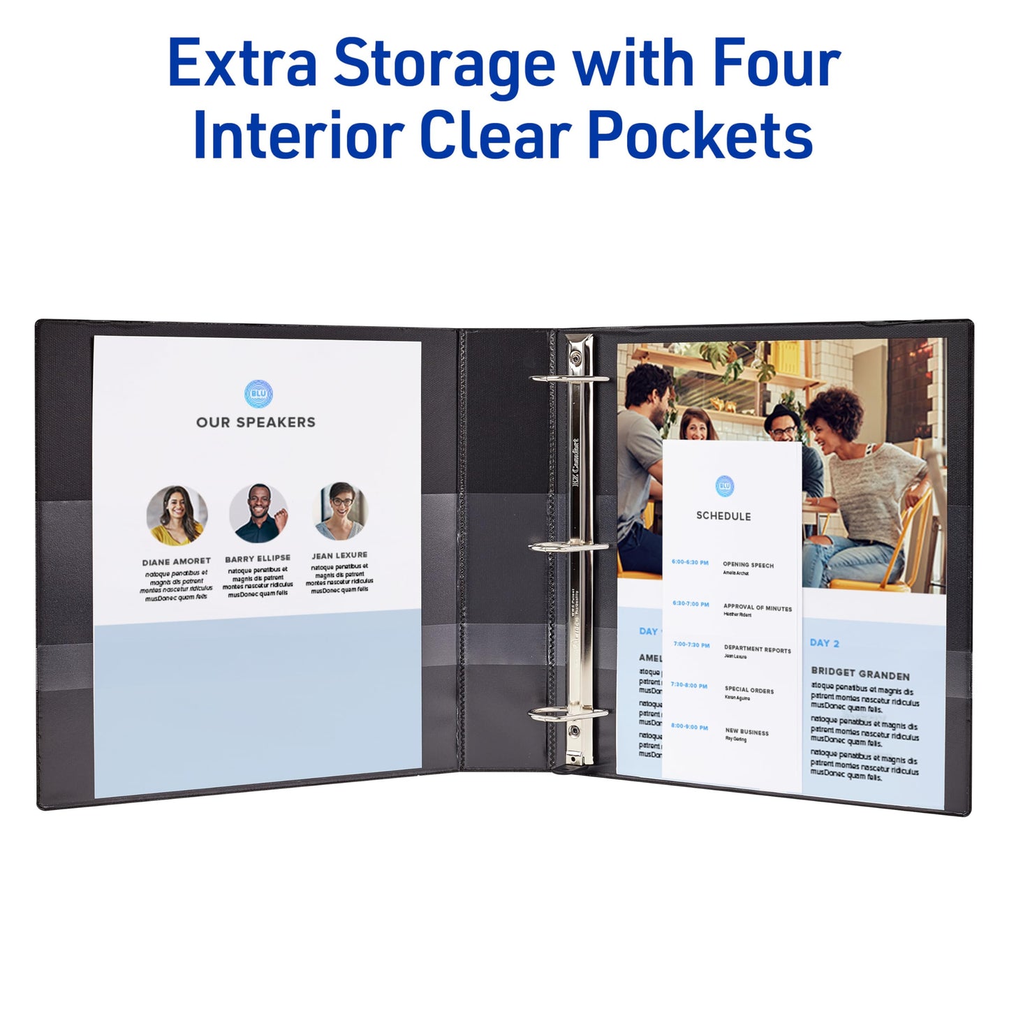 Avery Heavy-Duty View 3 Ring Binders, 1.5 Inch One Touch Slant Rings, DuraHinge, 2.1 Inch Wide Spine, Customizable Clear Cover and Spine, White Binders (4-Pack of 79781)