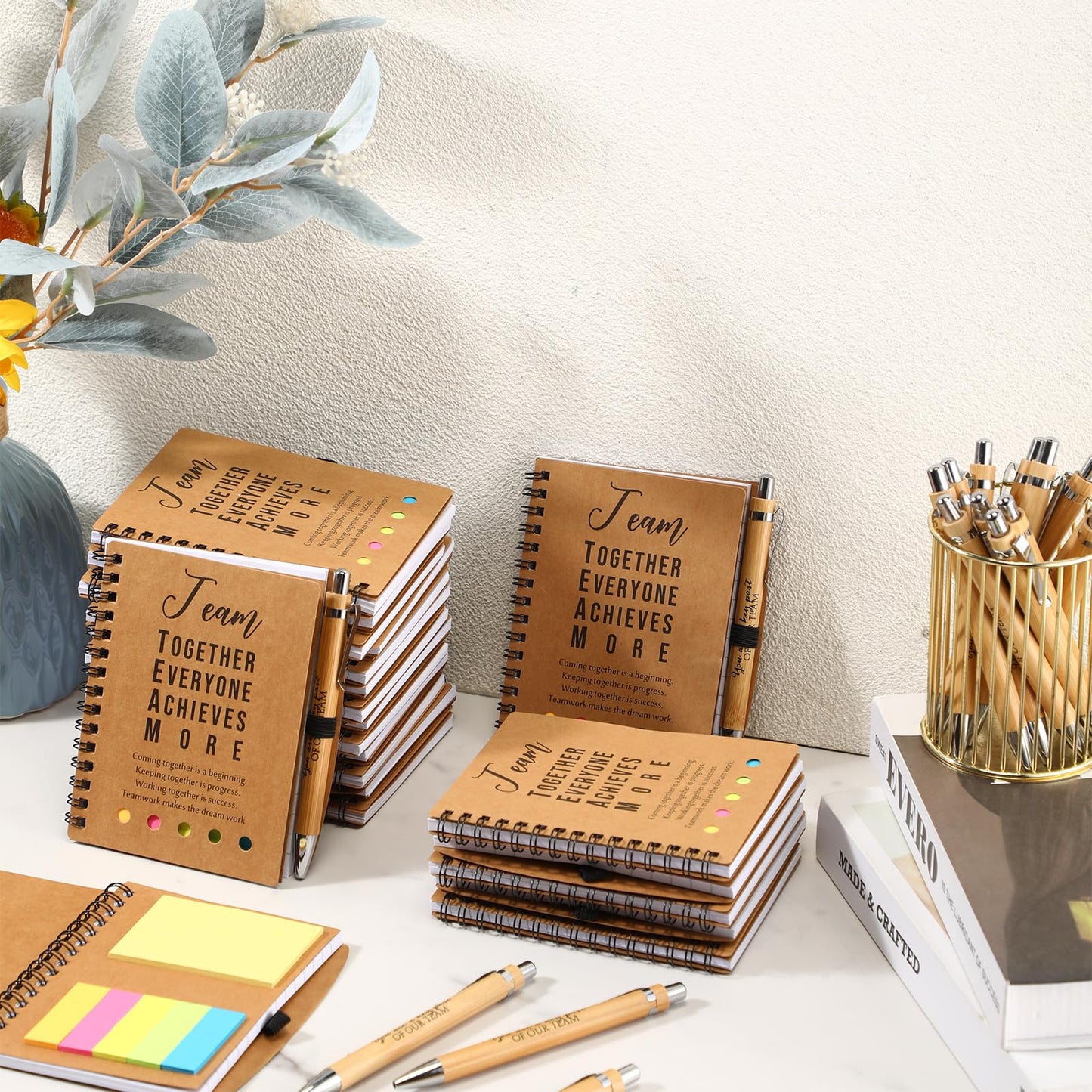 Jetec 25 Sets CNA Week Gifts Bulk 2026 Employee Appreciation Gift Inspirational Notebook with Motivational Pen and Sticky Notepad Thank You Gifts for Nurses Coworkers Groups Teachers (Team)