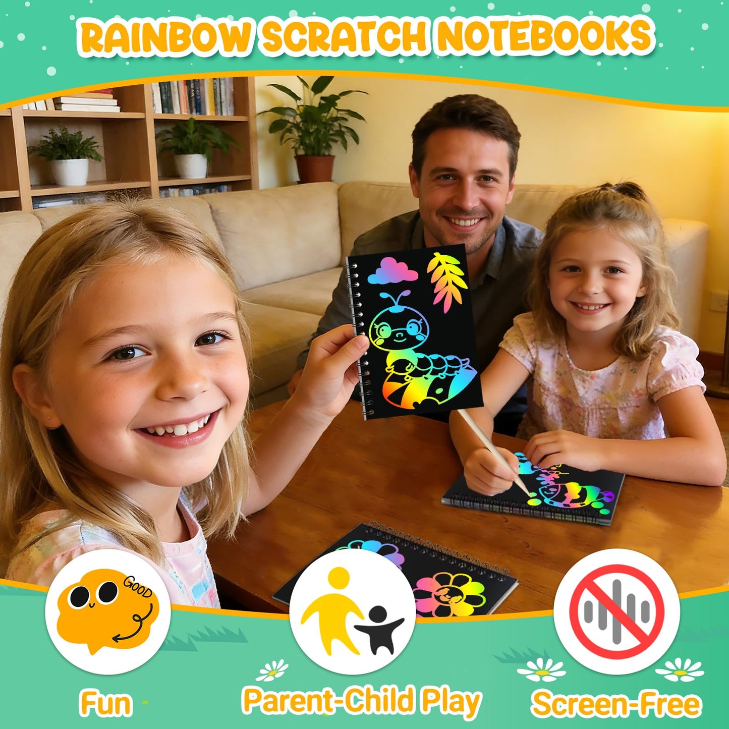 ZMLM Rainbow Scratch Party Favors Kids: 24 Pack Birthday Gifts Toy Bulk Scratch Art Notebook Birthday Goodie Bags Stuffers Girls Boys Art Craft Kit Pads Classroom Prizes School Teacher Return