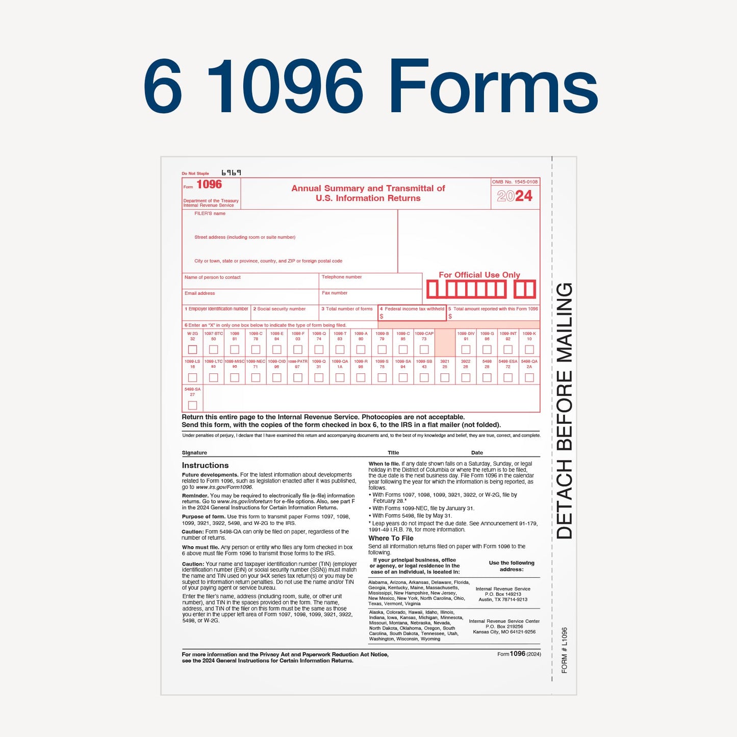 Adams 2024 1099 NEC Tax Forms Kit for 50 Recipients, 3-Part 1099 Forms, 6 1096 Forms, Self Seal Envelopes, Access to Adams Tax Forms Helper (1009315)