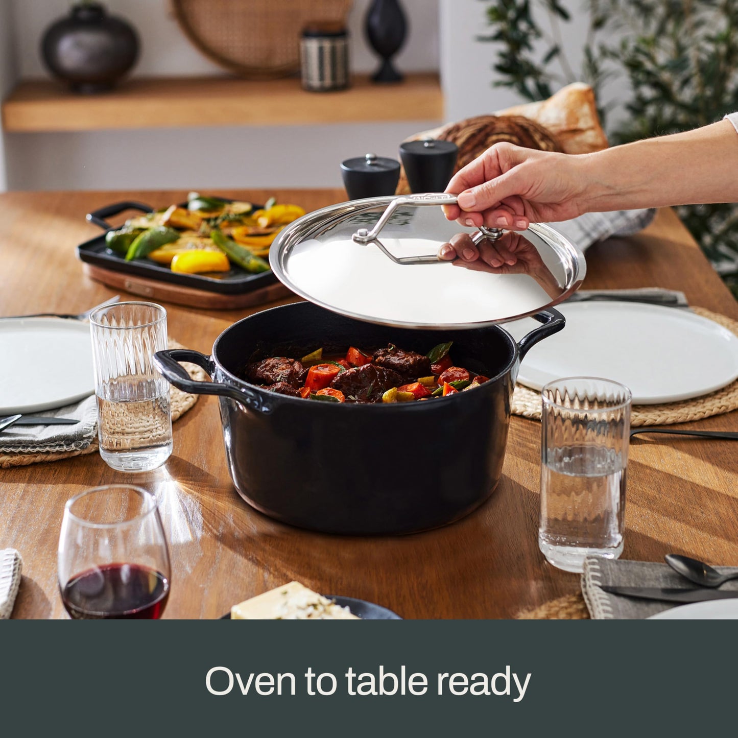 All-Clad Cast Iron Skillet - 12โ Enameled Cast Iron Pan with Lid, Enamel Coating, Grill, Oven Safe up to 650ยฐF & Compatible with All Stovetops (Gas, Electric & Induction), Easy-Clean Frying Pan, Black