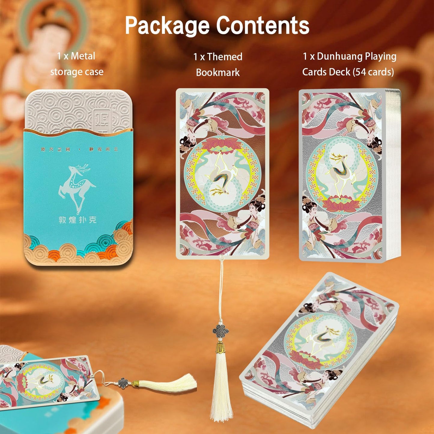 Ben Niu Feitian Oriental-Inspired Waterproof Clear Playing Cards Box – PVC Clear Deck, Shimmering Gold/Silver Edges, Unique Collectible for Game Nights, Pool Parties(Silver)