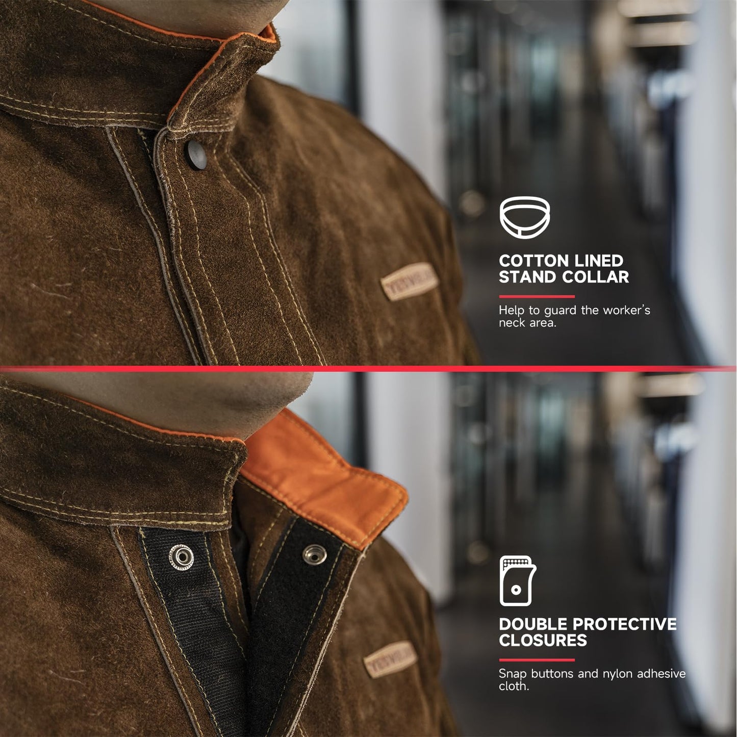 YESWELDER Leather Welding Jacket for Men Women, Heavy Duty welder jacket, Heat Flame Resistant Welding Coat