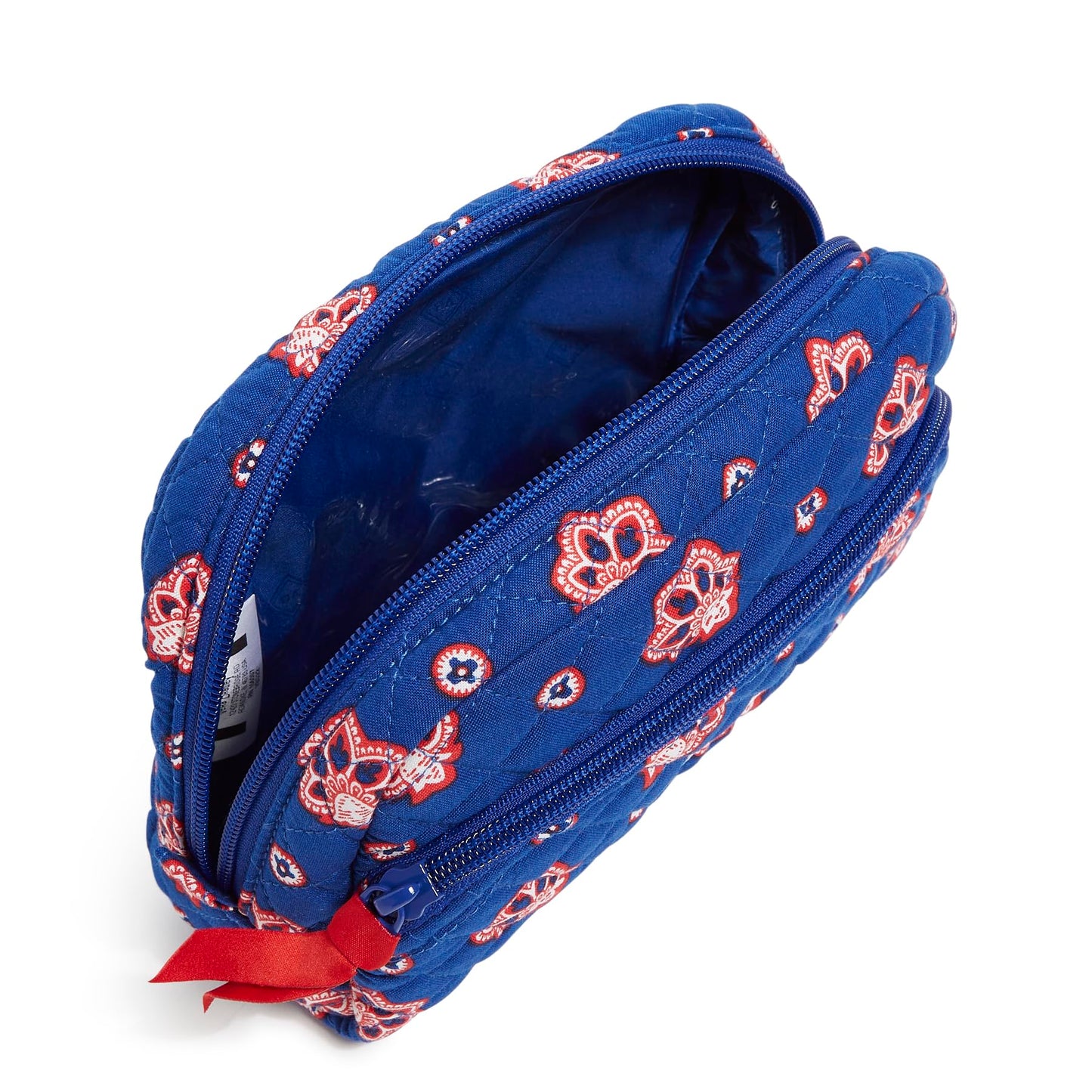 Vera Bradley Women's Cotton NFL Medium Cosmetic Makeup Organizer Bag (Multiple Teams Available), Buffalobillsonroyalblue/Redbandana