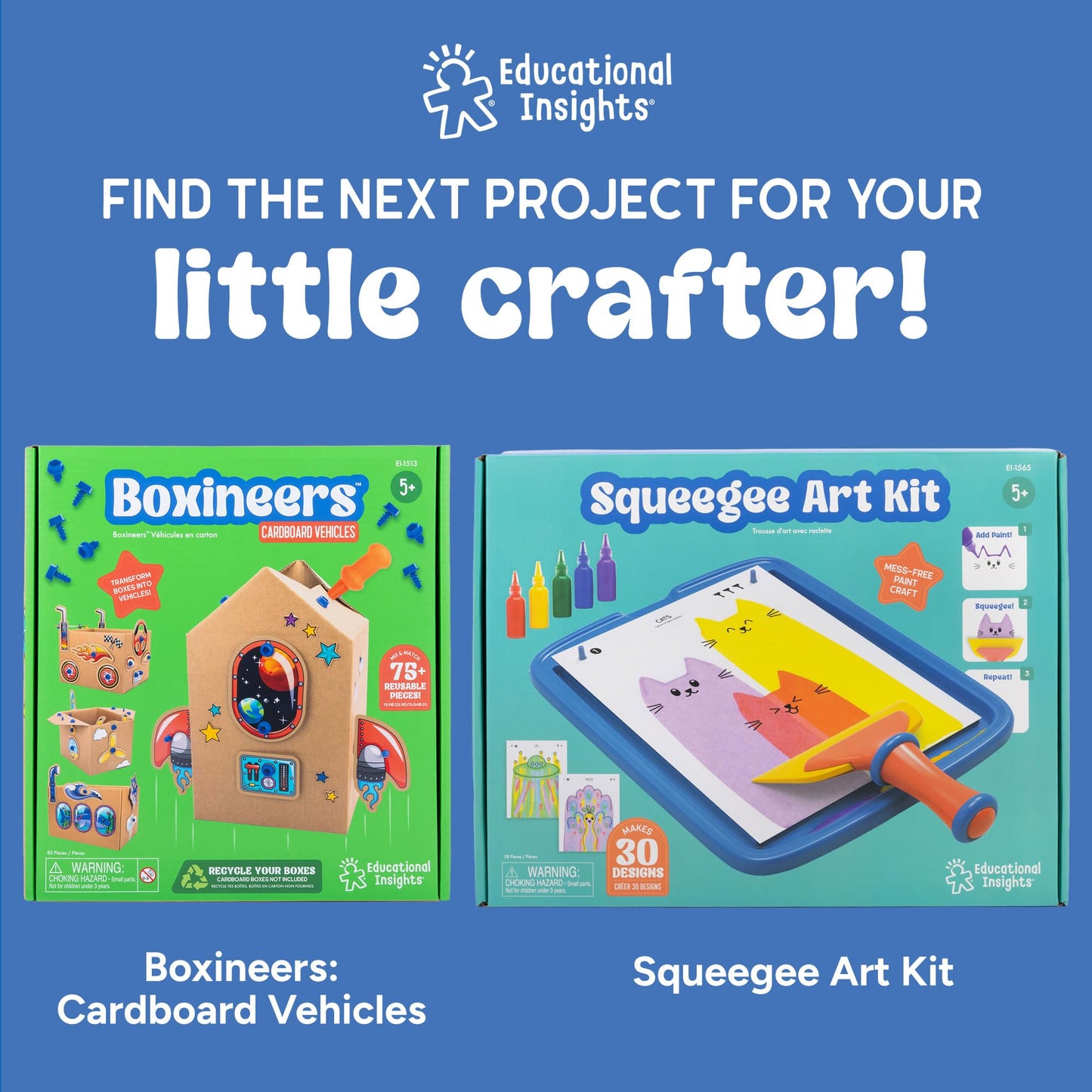Educational Insights Boxineers Cardboard Animals - Creative Craft Supplies for Kids Projects, Cardboard Tools for Kids, DIY Fine Motor Activities, Kids Crafts and STEM Construction Kits