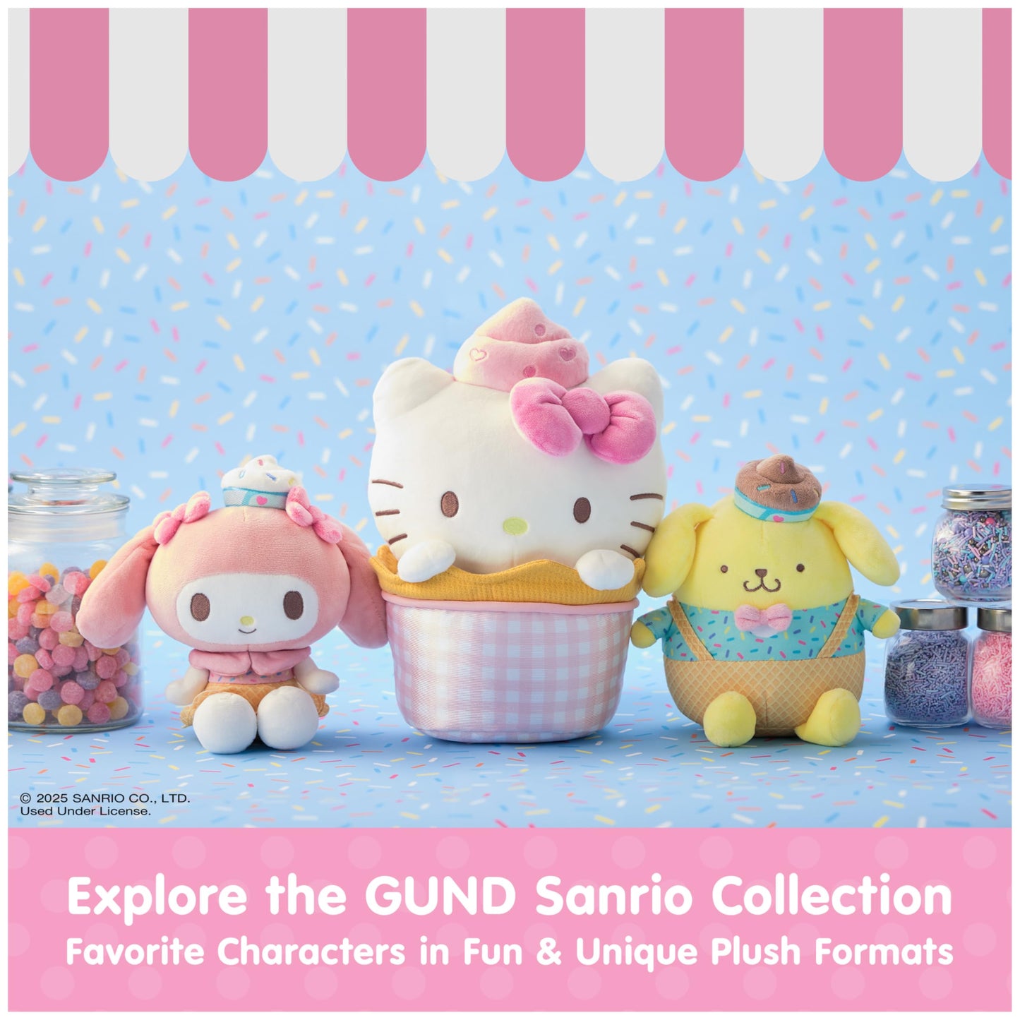 GUND Sanrio Official Hello Kitty Cupcake Plush, Stuffed Animal for Ages 1 and Up, Pink/White, 8”