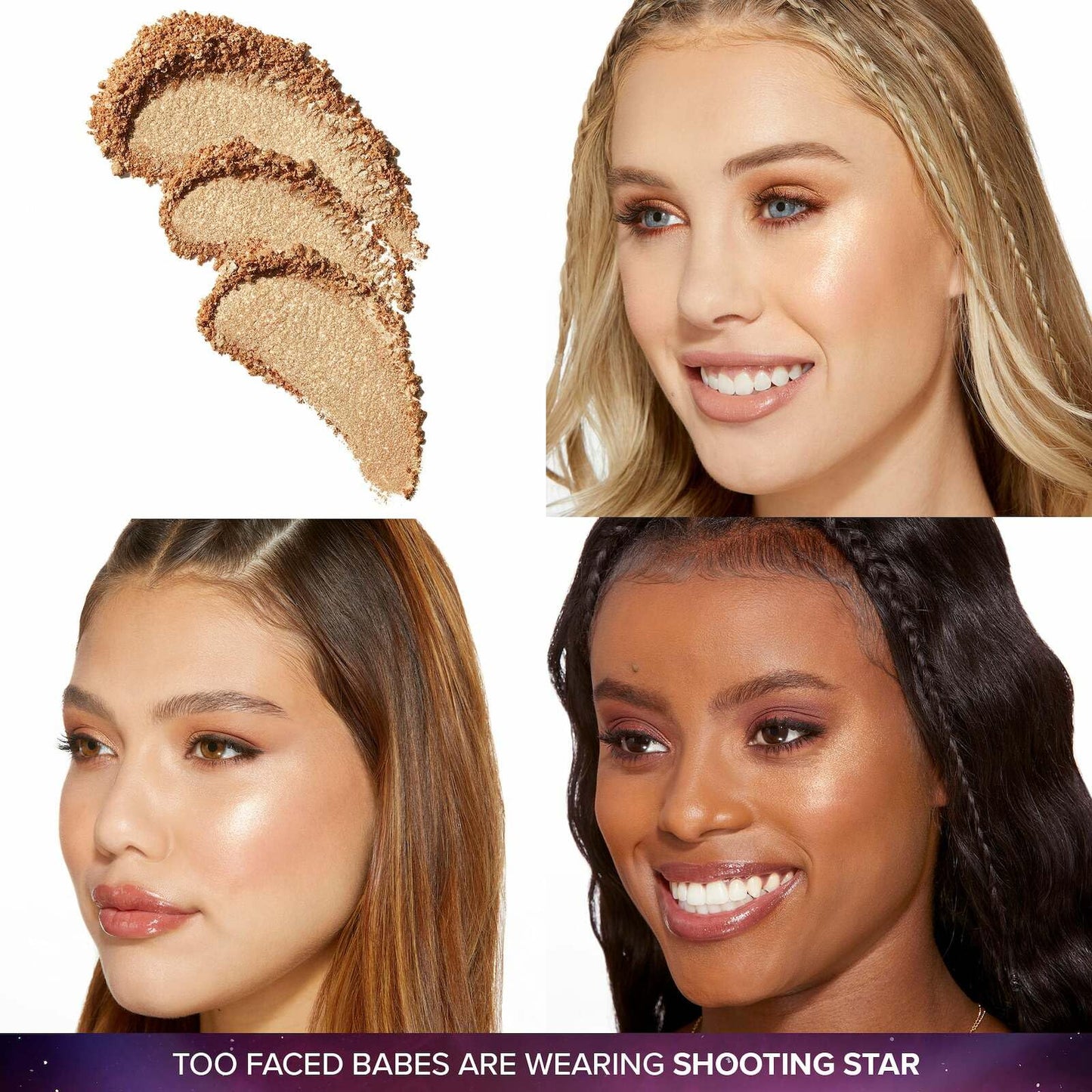 Too Faced Moon Crush Highlighter | Blendable, Weightless, Shimmer + Luminous Glow Finish, 0.25 Ounce, Shooting Star