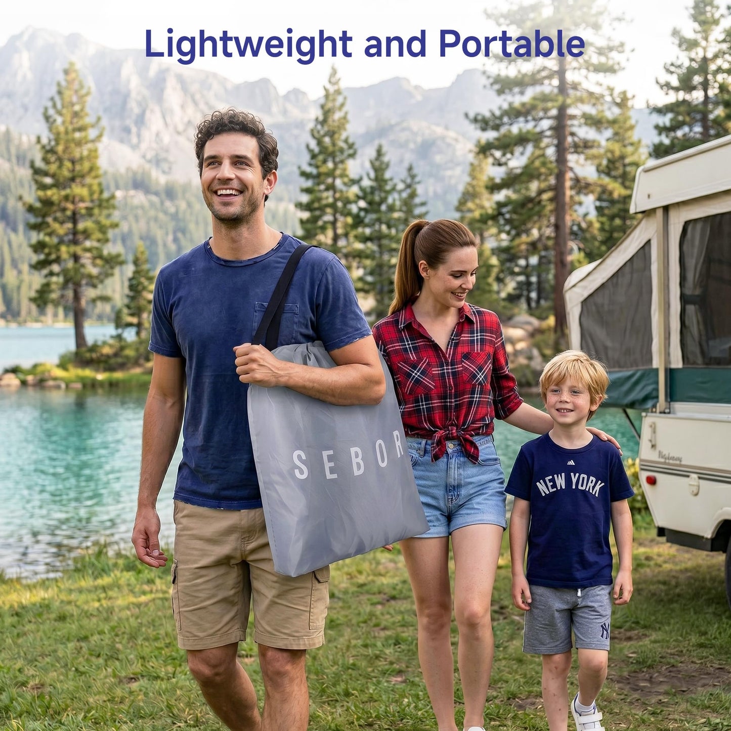 Sebor Air Mattress Twin with Built-in Pump 18", Comfortable Self-Inflating Air Mattress with High-Speed Pump, Durable Blow Up Mattress Twin with Storage Bag for Guests, Camping, Travel