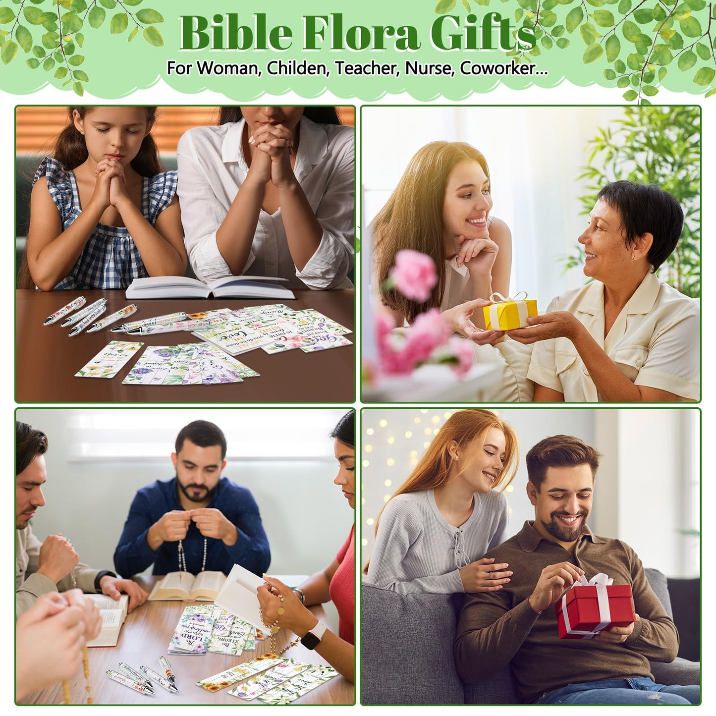 Seajan 108 Pcs Bible Verse Gift Set Bulk, 36 Notepads 36 Pens 36 Bookmarks Scripture Gifts for Church Sunday School VBS Women Men, Christian Party Favors Religious Inspirational Gifts
