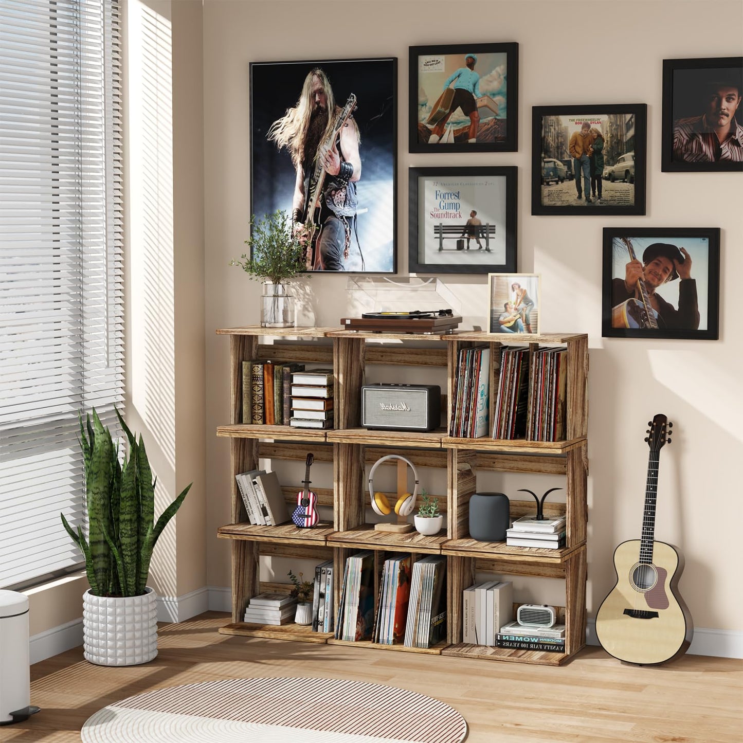Emfogo 4 Pack Vinyl Record Frame for the Wall, Wall-Mounted Vinyl Record Display Frame, Album Frames for 12x12 Inch LP Album Cover (4 Pack/Black)