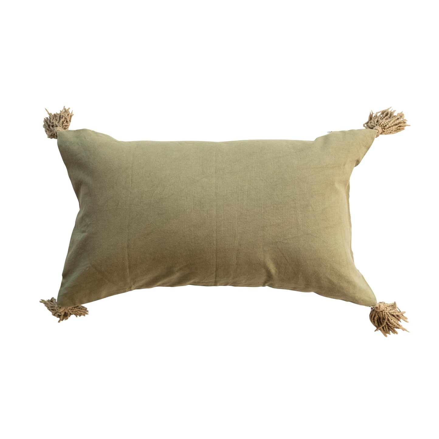 Creative Co-Op Cotton Velvet Blend Tiger Lumbar Pillow with Tassels, Multicolor