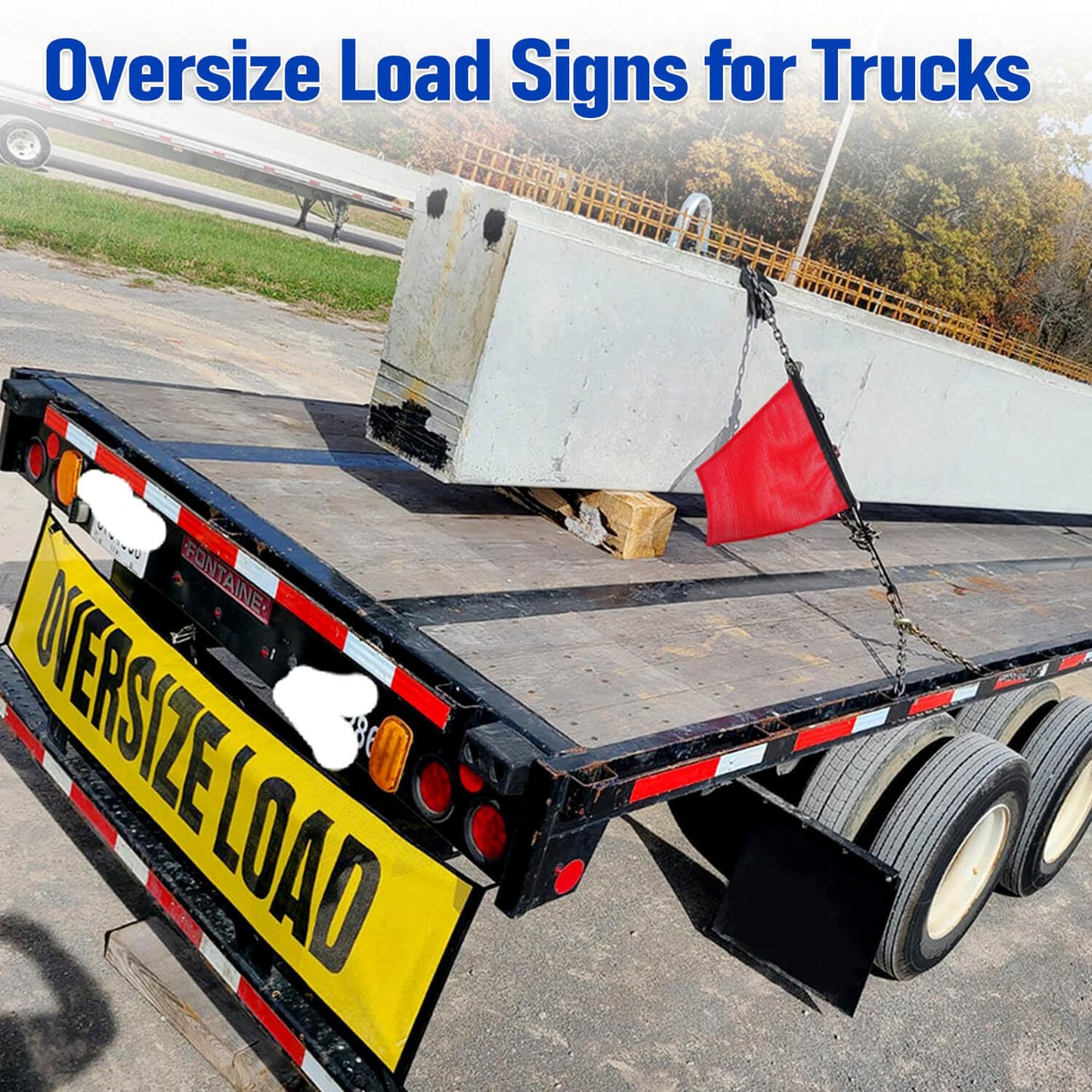 Oversize Load Signs for Trucks and Pilot Cars, 2 Oversize Load Banner, 4 Red Flag Warning with Bungee Hook, Wide Load Signs for Trucks Trailer Semi, Heavy Duty Mesh