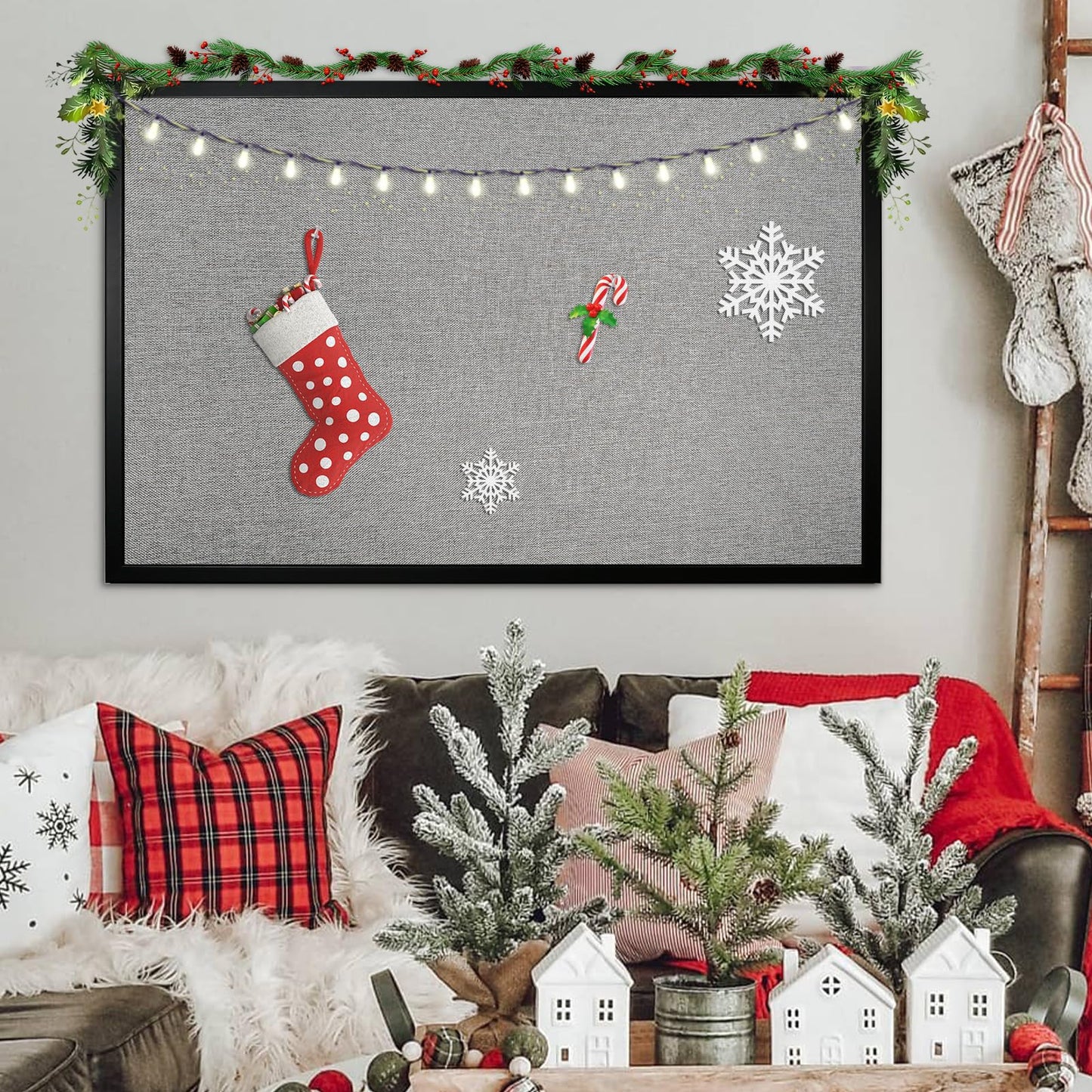 VEIZXUN Bulletin Board 40 x 30 Inch, Cork Board for Walls, Wood Framed Bulletin Boards with Grey Canvas, Wall Mounted Corkboard for Office School Home Decorative