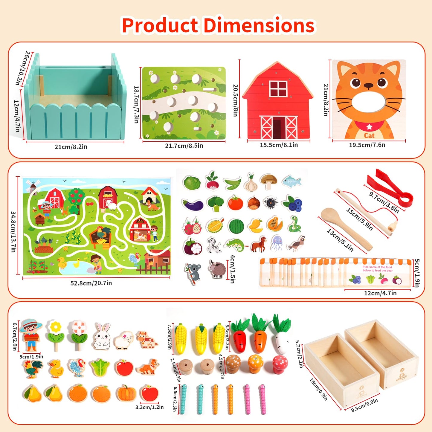 Toddlers Montessori Wooden Educational Toys for 2 3 4 Year Old | Birthday Gifts for Boys & Girls,Preschool Learning Toys for Speech Therapy & Fine Motor Skills Development