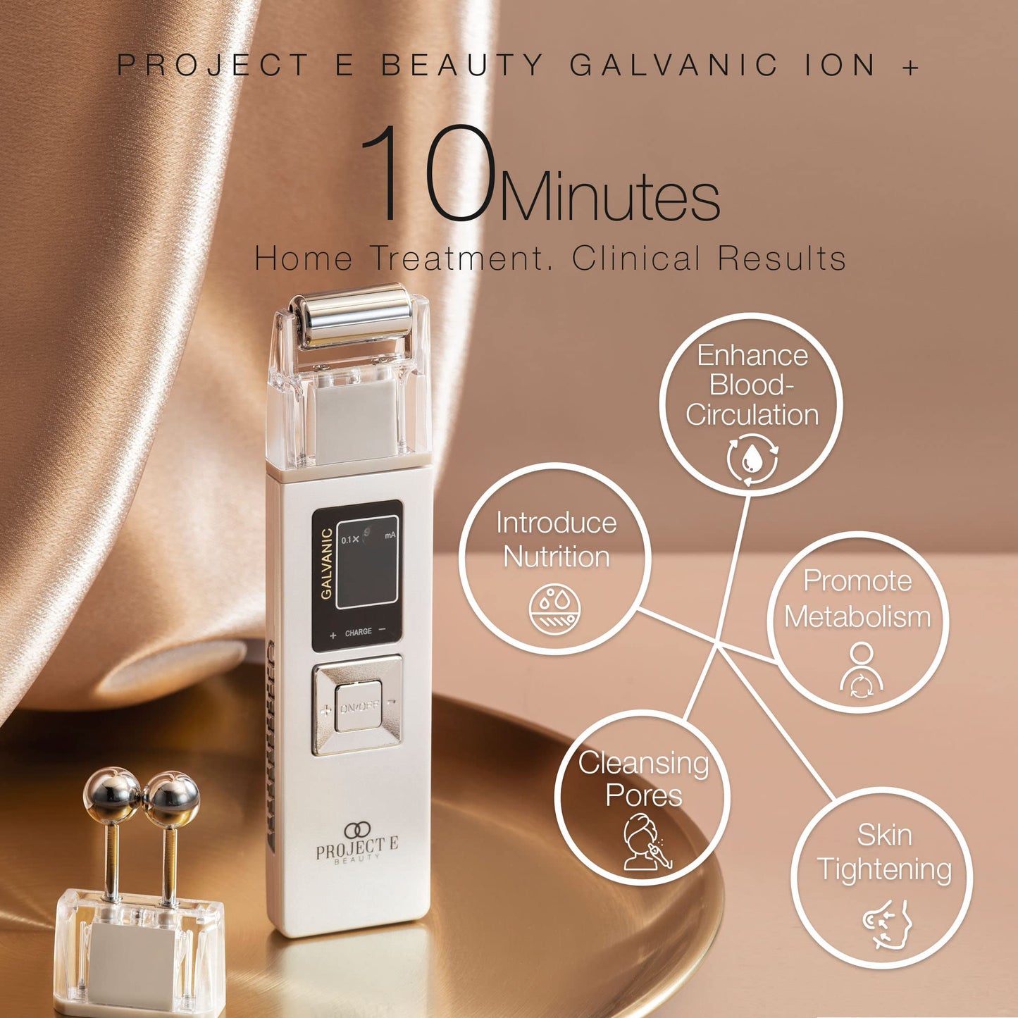 Project E Beauty Portable Rechargeable Galvanic Device | Skin Care Reduce Wrinkles Skin Tightening Firming Fine Lines Desincrustation Deep Pore Cleansing Rejuvenation Device