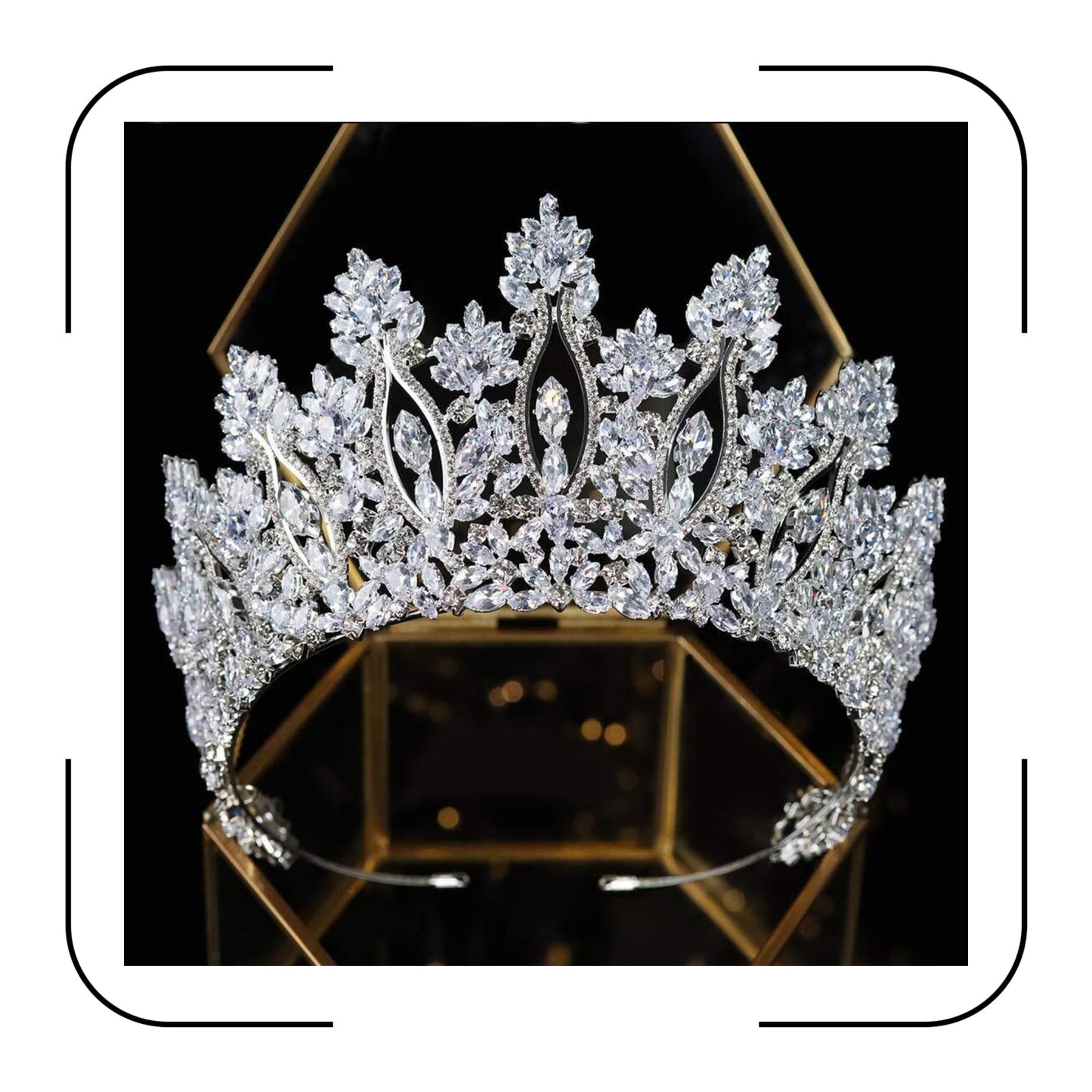 Aoligrace Luxury Tall Cubic Zirconia Tiaras and Crowns for Women CZ Pageant Birthday Headpiece Party Bridal Hair Accessories Sliver