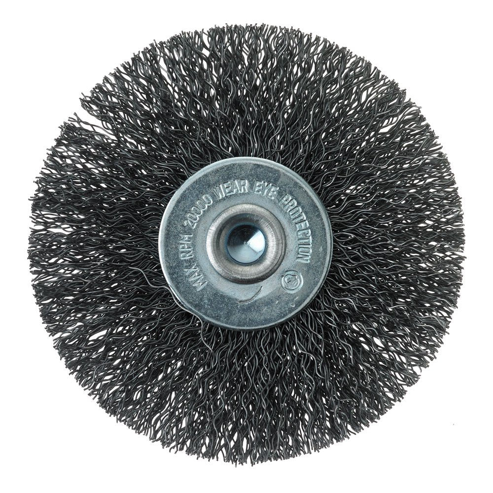 Mercer Industries 182040B - 3" x 1/4" Shank Crimped Wire Wheels, .014 Carbon Steel Wire (20 pack)