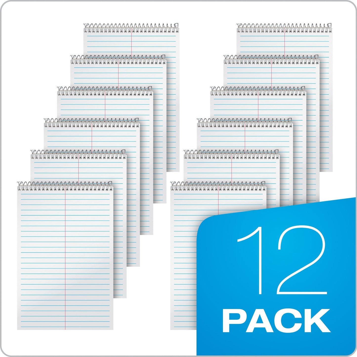 Ampad Steno Notebook, 6 X 9 Inches, White Paper, Gregg Ruled, White Cover, 70 Sheets Per Book, 12-Pack (25-472)