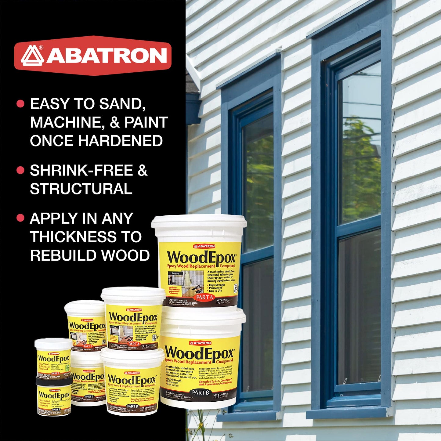 Abatron WoodEpox Kit - 2 Gallon - 2-Part Structural Epoxy Adhesive and Wood Hardener - Wood Filler Putty
