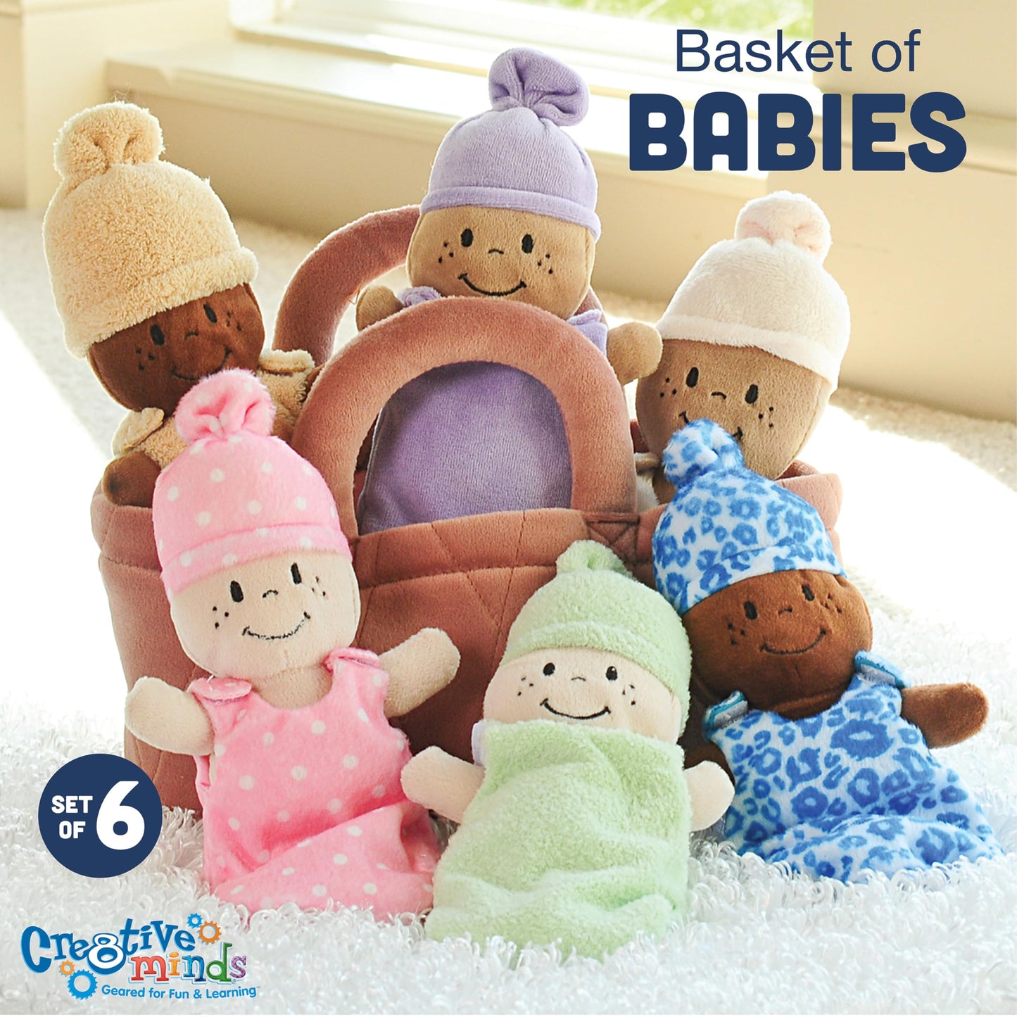 Basket of Babies MTC-13 Creative Minds Plush, 6 Piece Set for All Ages