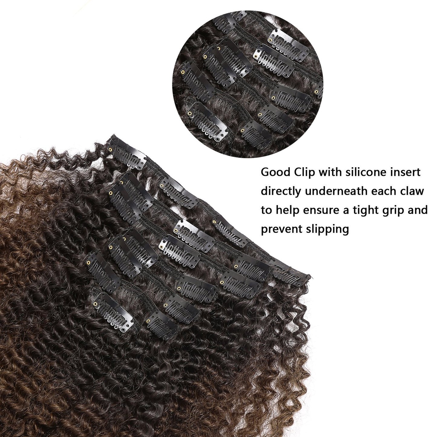 Lacer Hair Curly Clip in Real Remy Human Hair Extensions Afro Kinky Curly Clip ins 4B 4C Natural Black Hair Extensions with 17 Clips 120G Full Head,10 inch,T#1B/4 AC