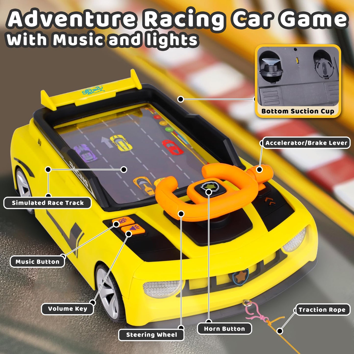 Gifts2U Musical Steering Wheel Racing Car Toy for Kids, with Music and Light Simulated Learning Driving Cars Adventure Toys Competition Game Birthday Gift for Boy Girl Toddler Age 3 4 5 6 7 8