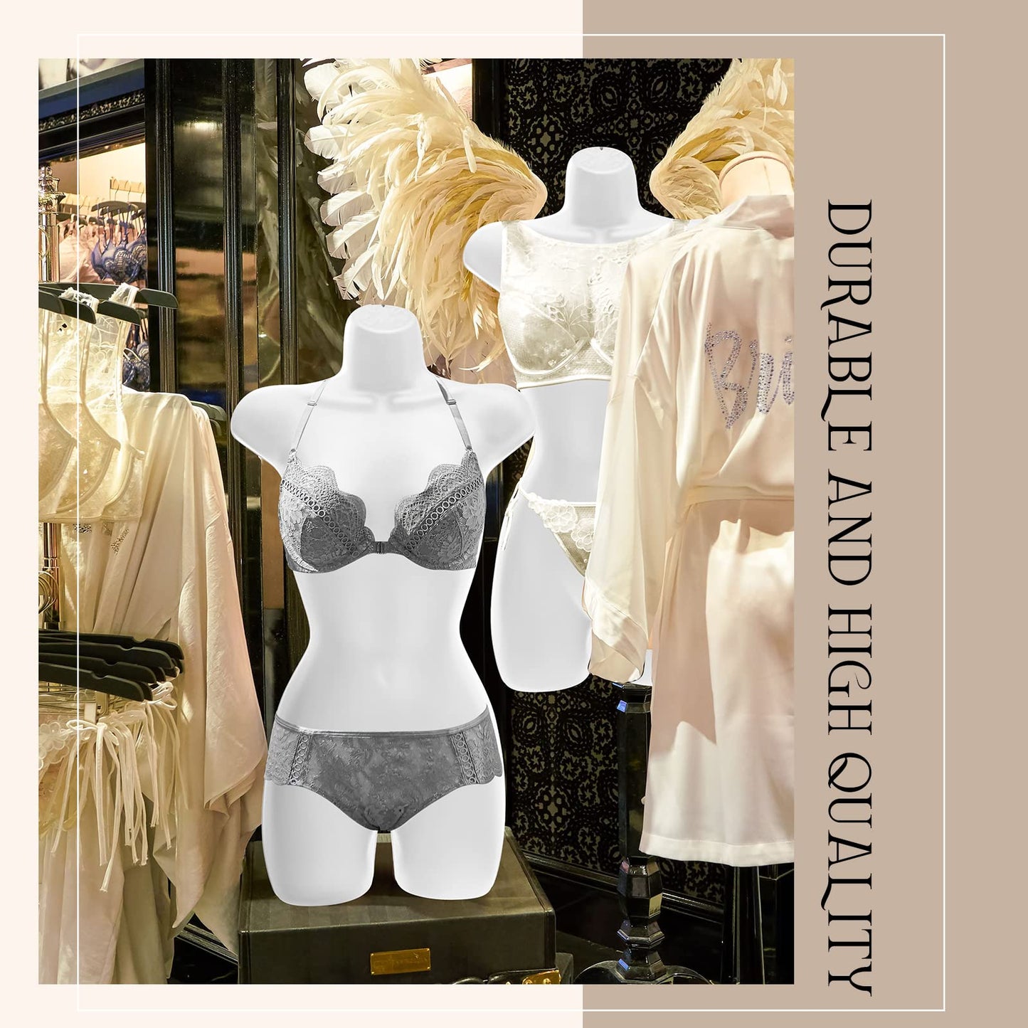 12 Pcs Hanging Mannequin Body Torso Female Women Dress Form with Hanger Hook Hip Long Hollow Back Mannequin Torso Thickened Plastic Shirt Display White (31.1 x 16.1 Inch)