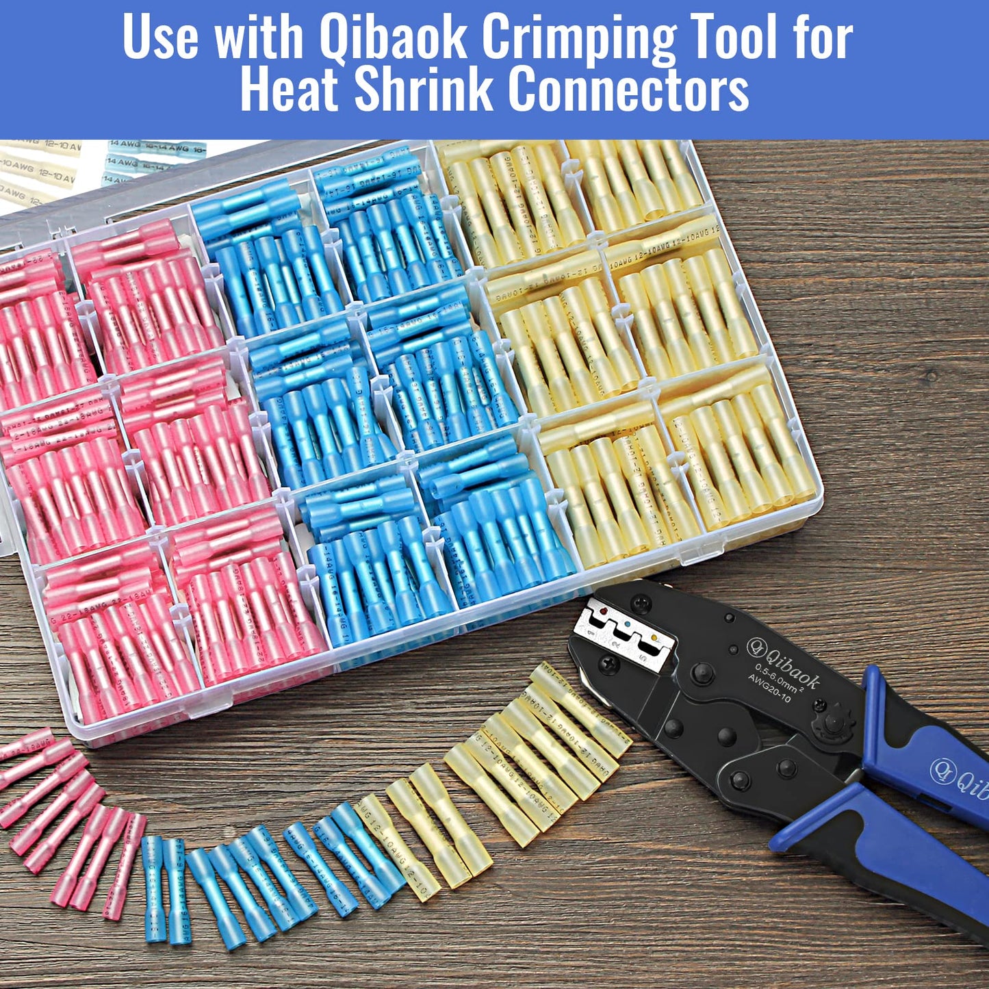 660 PCS Heat Shrink Butt Connectors Qibaok Crimp Electrical Wire Connector Waterproof Insulated Butt Splice Terminal for Automotive Marine Boat Truck Trailer Stereo