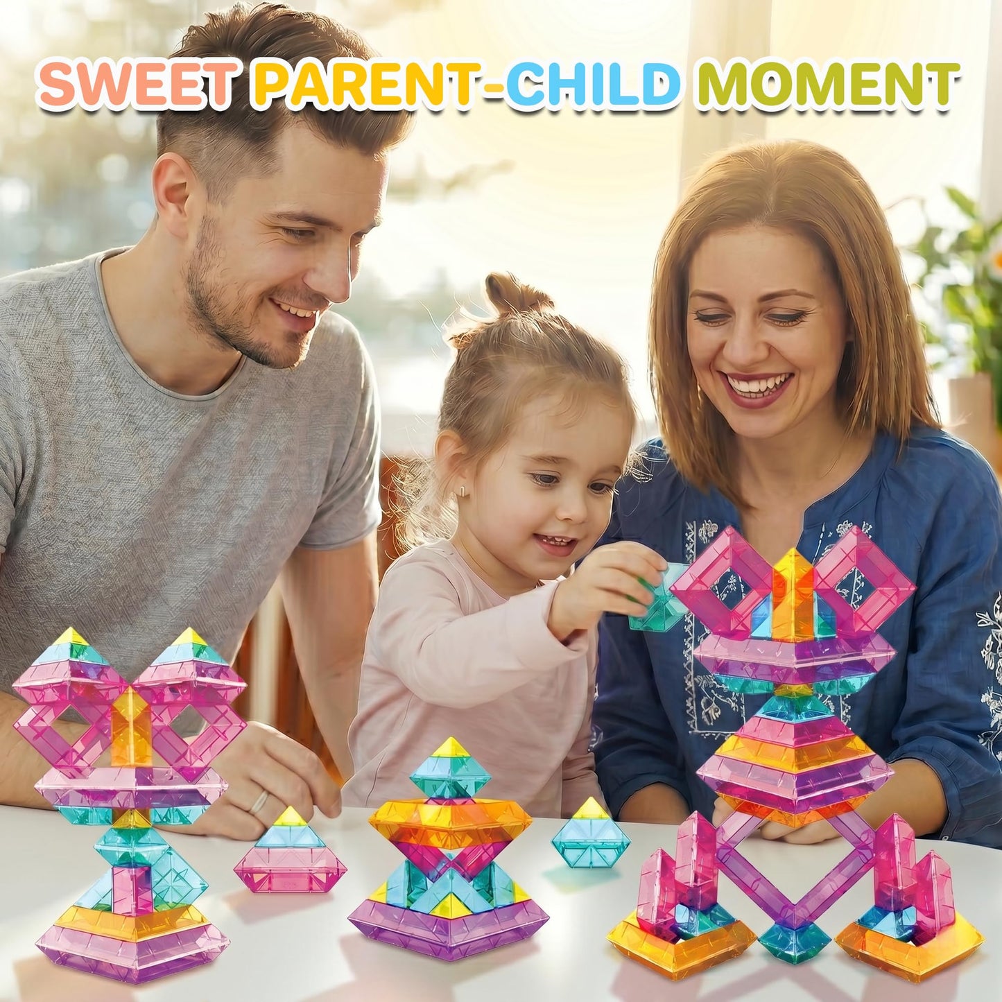 TEANXU 48 Pieces Building Blocks Set for Preschool Learning Activities STEM Toys for 3 4 5 6 Years Old Kids Educational Gift for Boys Girls