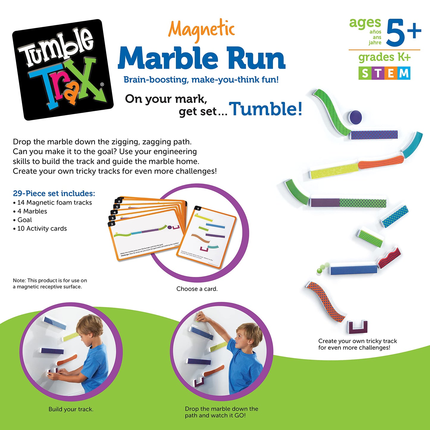 Learning Resources LER2821 Tumble Trax Magnetic Marble Run Toy