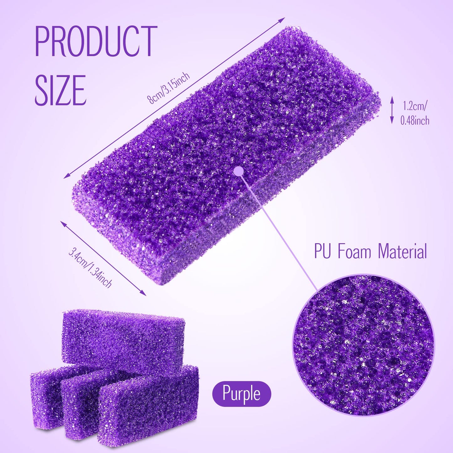 Batiyeer 600 Pcs Pumice Stone Bulk for Feet Scrubber Dead Skin Disposable Pedicure Pumice Stone Foot Shower Scrubber for Heel Cuticle Callus Remover Bath Spa,3.15 x 1.34 x 0.47 Inch(Purple)
