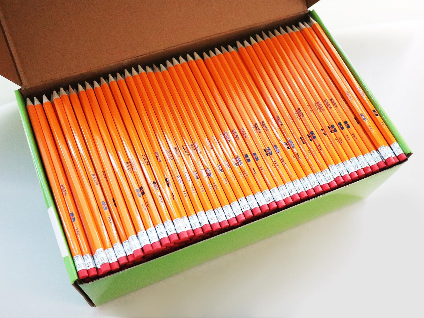 S & E TEACHER'S EDITION 600 Pack Pre-sharpened #2 Pencils with Erasers – Bulk Yellow Woodcase HB Lead Pencils for Classrooms, Standardized Tests, Offices & Back to School – No.2 Pencil Value Box