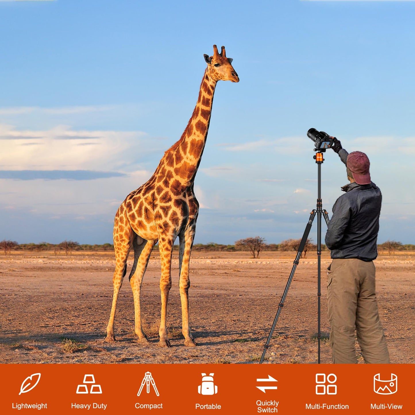 80/85 inches Heavy Duty Tripod for Camera and Phone, 85" Camera Monopod Tripods, DSLR Binoculars Spotting Scope Camcorders Video Tripod Stand, 360 Degree Ball Head, 35 lbs Loads