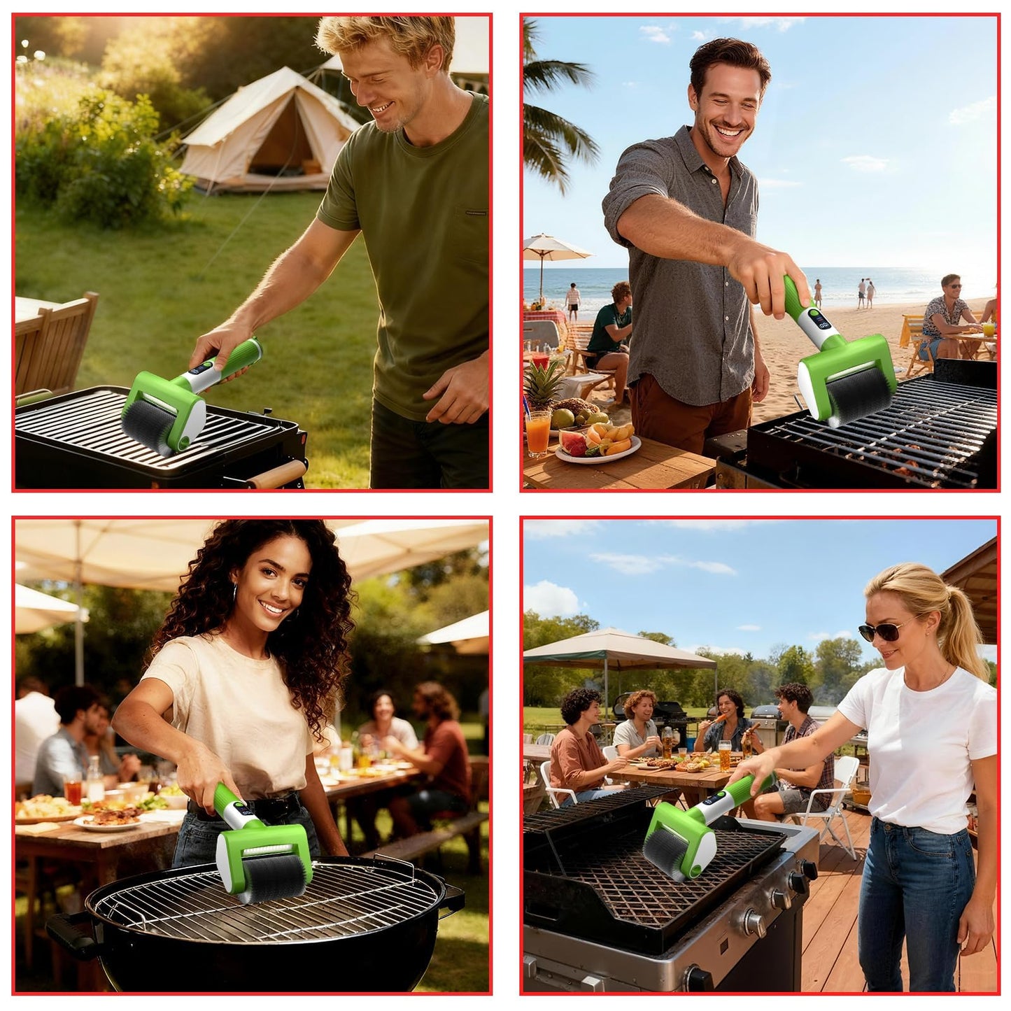 VYTOOV Electric Grill Brush, 2-Speed BBQ Grill Brush with LED Light/Screen Powerful Cleaning 800RPM/4000mAh/2 Brush Heads No Bristle Shedding Rechargeable Lightweight Grill Cleaner for Outdoor/Camping