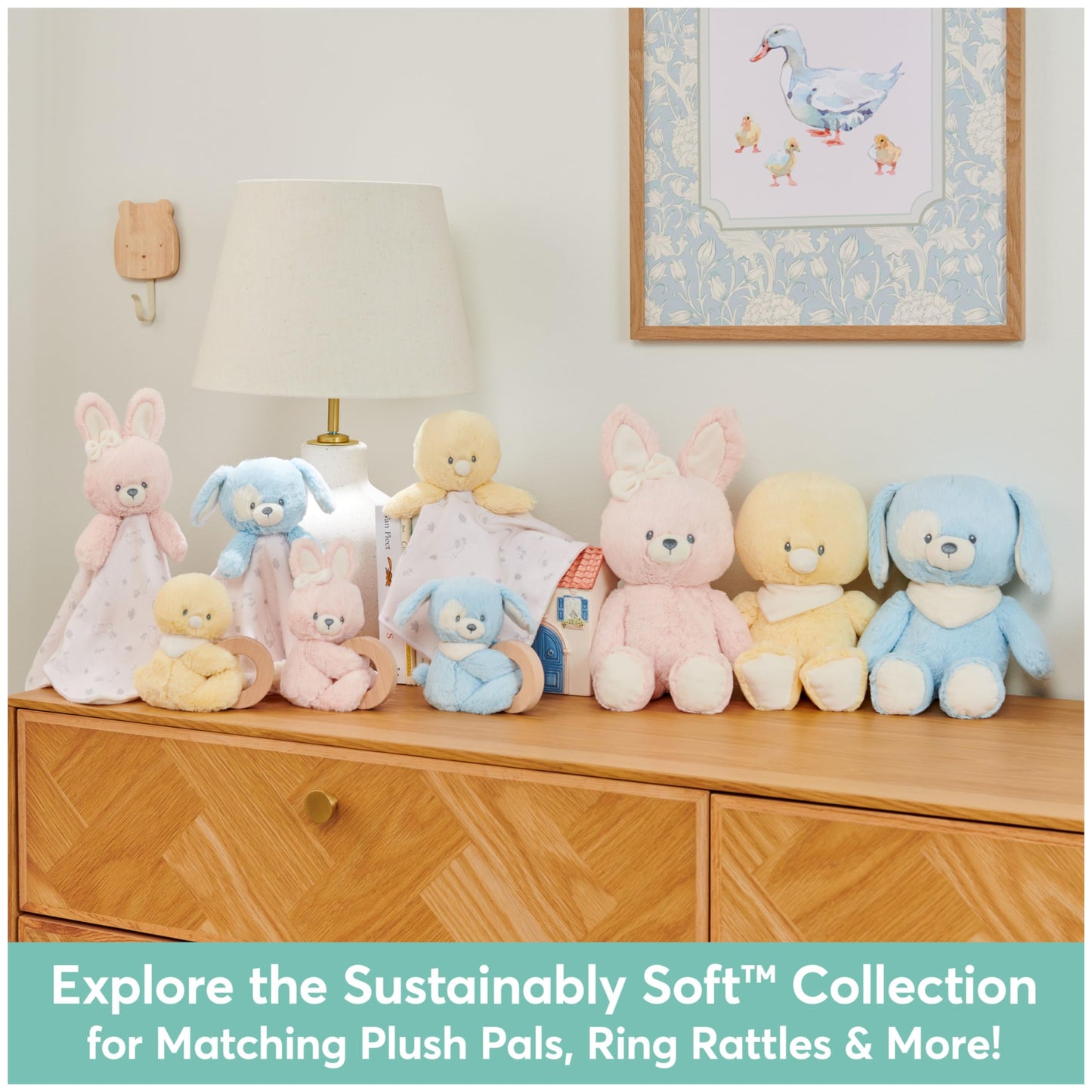 GUND Baby Sustainably Soft Bunny Lovey, Stuffed Animal Plush Blanket Made from 100% Recycled Materials, for Babies and Newborns, Pink/Cream, 10”