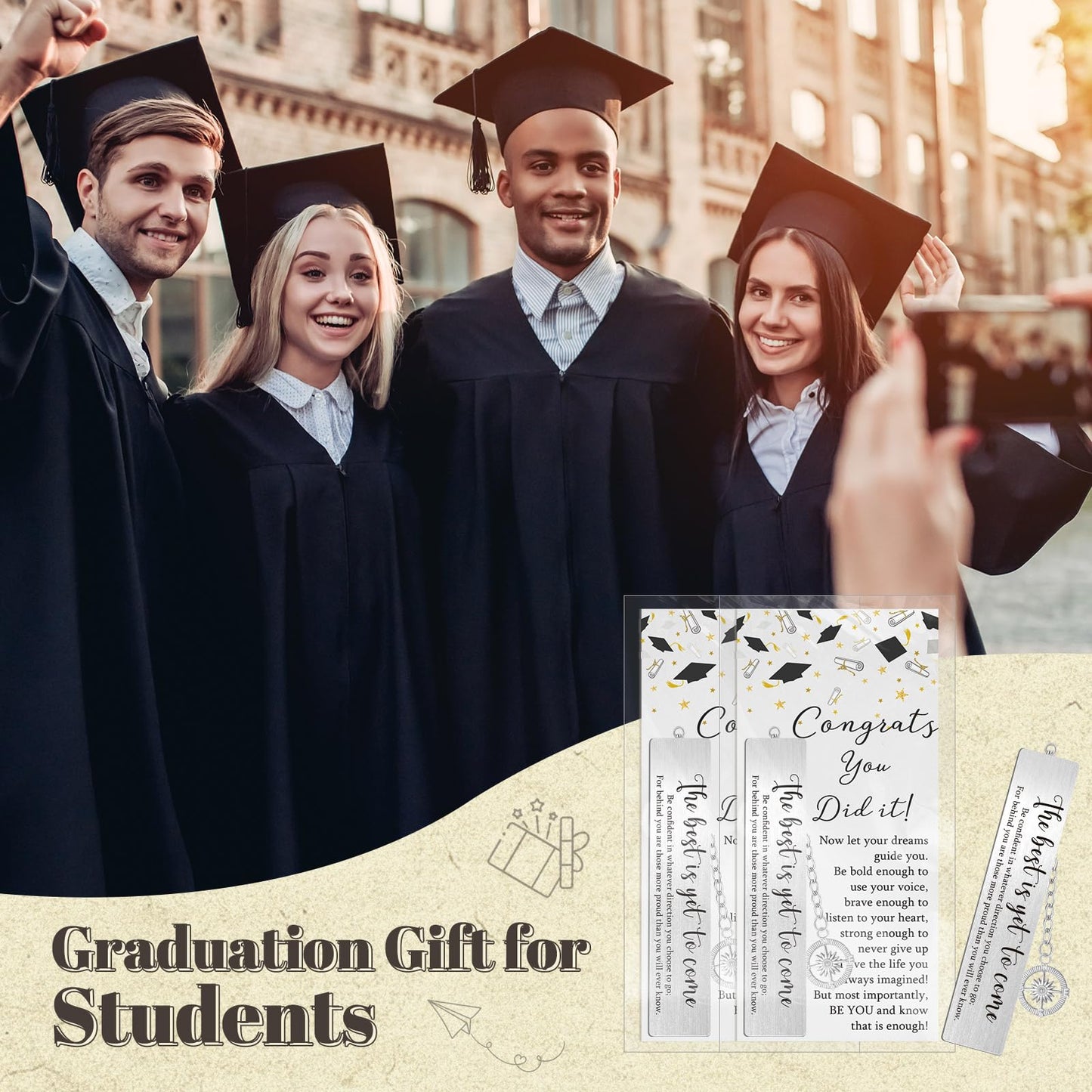 Skyygemm 36 Sets Graduation Bookmarks Gift Bulk, 2026 Grad Compass Bookmark Gift Set with Advice Cards and Organza Bags, Inspirational Graduation Party Favors for Graduates