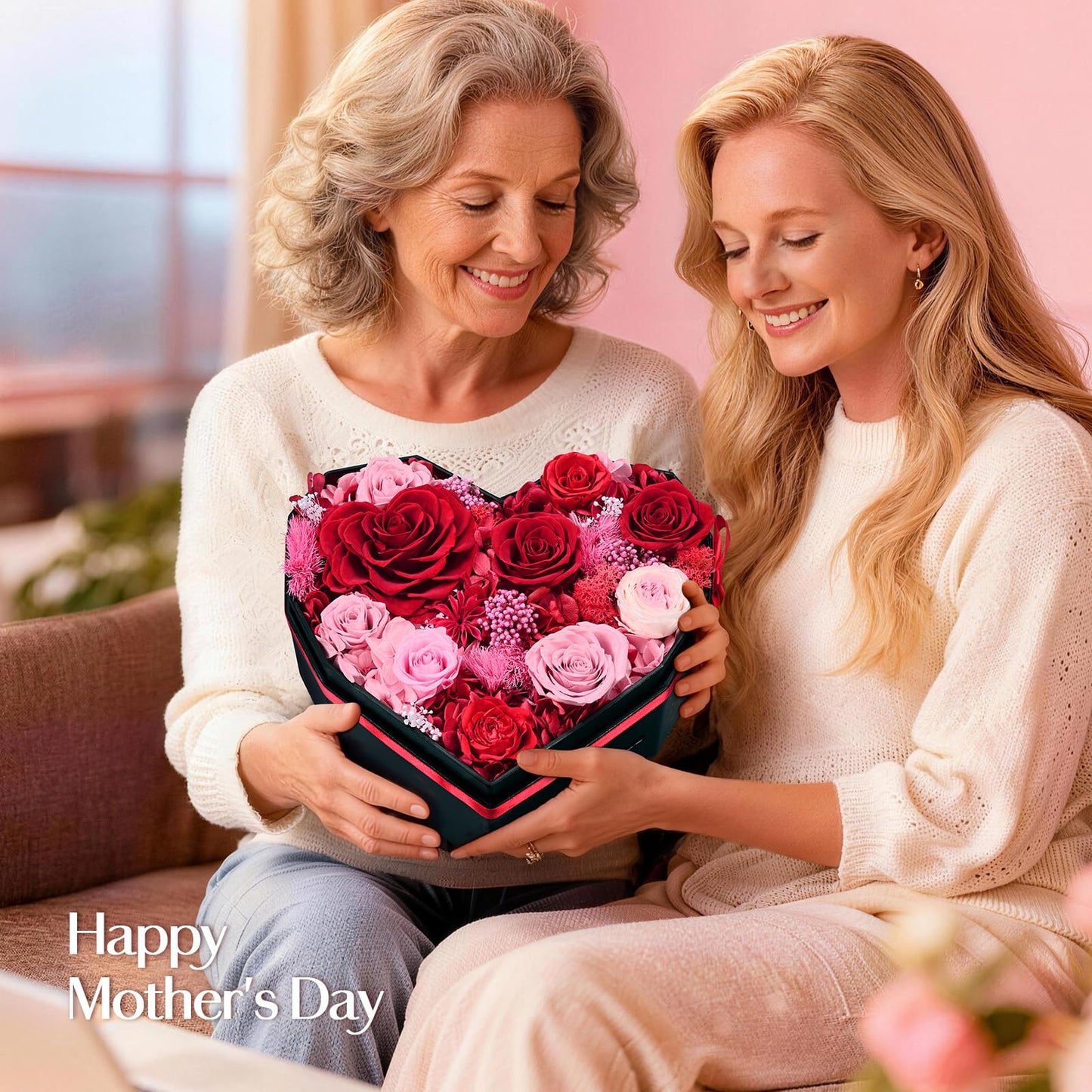 MARTINE MALL Forever Flowers for Delivery, Birthday Gifts for Women Mom 10 Preserved Real Roses in a Box Gift for Girlfriend Wife Grandma Lasting Eternal Flowers with Necklace, Red