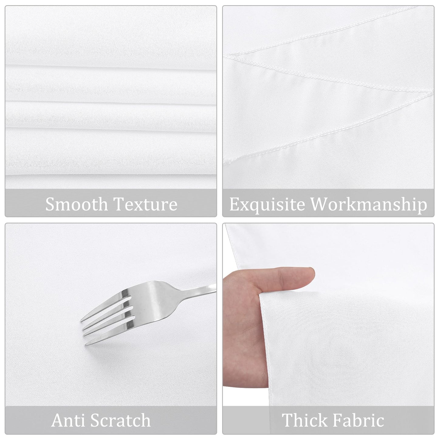 8 Pack Premium White Tablecloth 90 x 132 Inch, Rectangle Table Clothes for 8 Foot Tables Washable Polyester Fabric Table Covers for Wedding Party Reception Banquet Buffet Restaurant