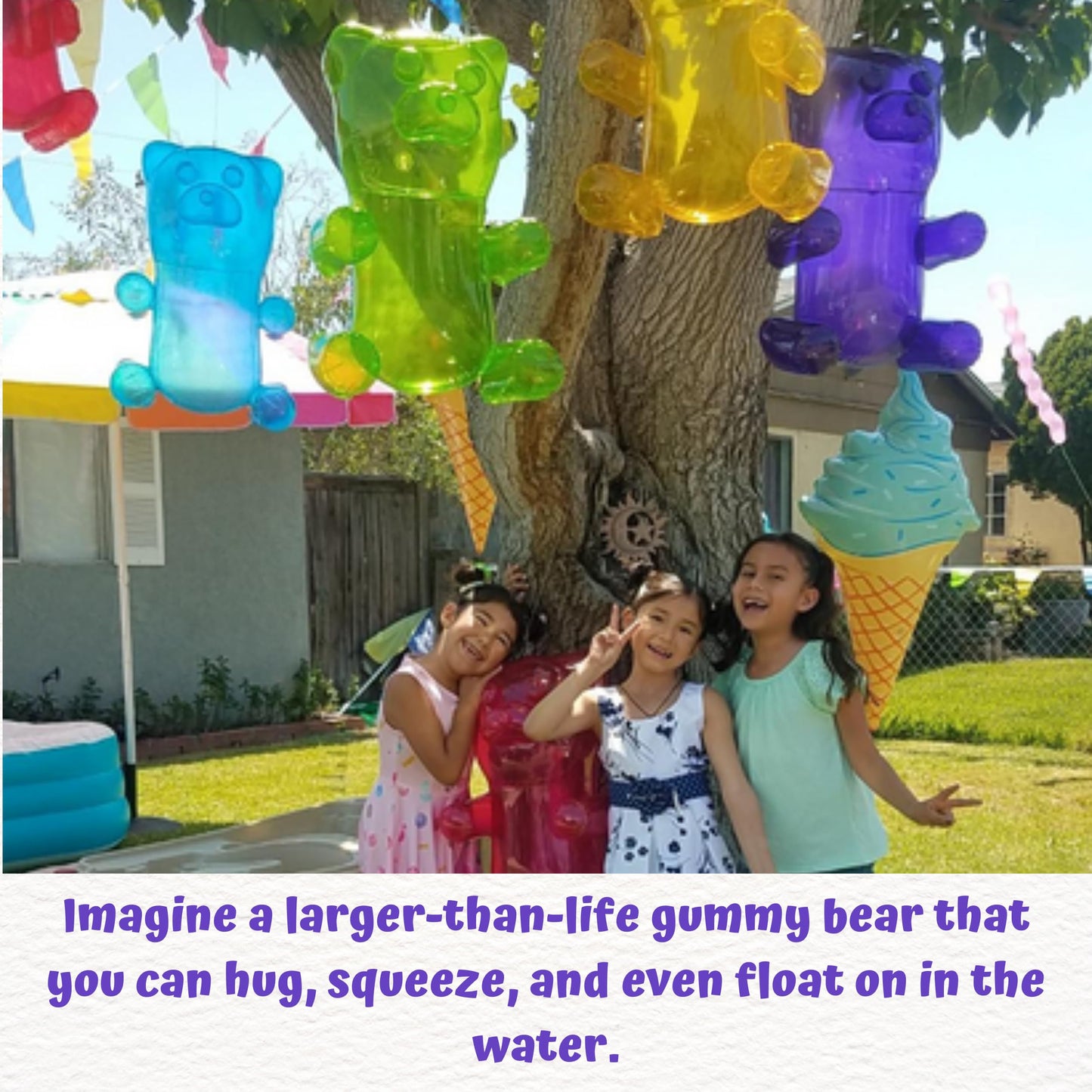 4E's Novelty Inflatable Gummy Bears Huge 24" - Great for Party Decorations, Unique Blow Up Pool Toys for Kids, Candyland Themed Birthday Party Decorations Supplies - Pack of 6