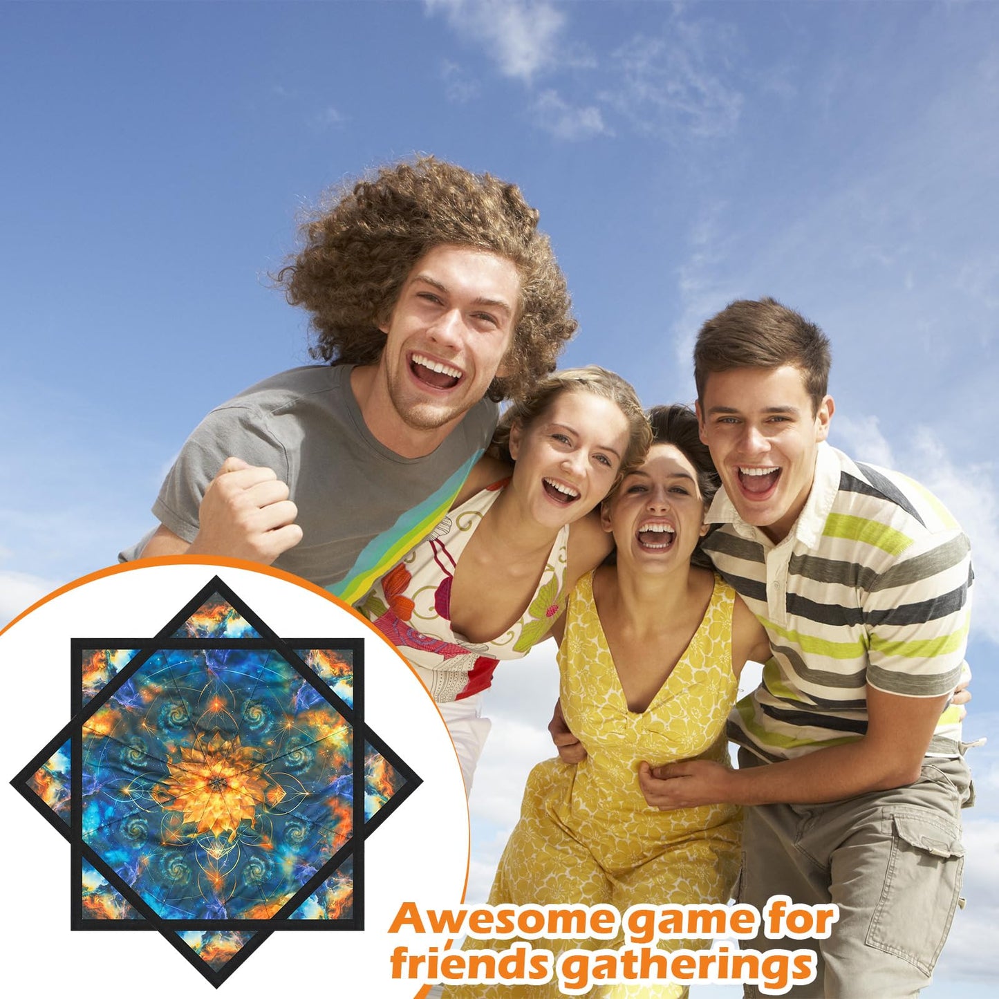 Teyva Daily 24.8'' UV Reactive Mandala Sunflower Flow Star Spinning Cloth for Beginners and Advanced Soft Cotton Flow Prop with Vibrant Colors Smooth Rotation for Dance Play Arts(Golden Mandala)