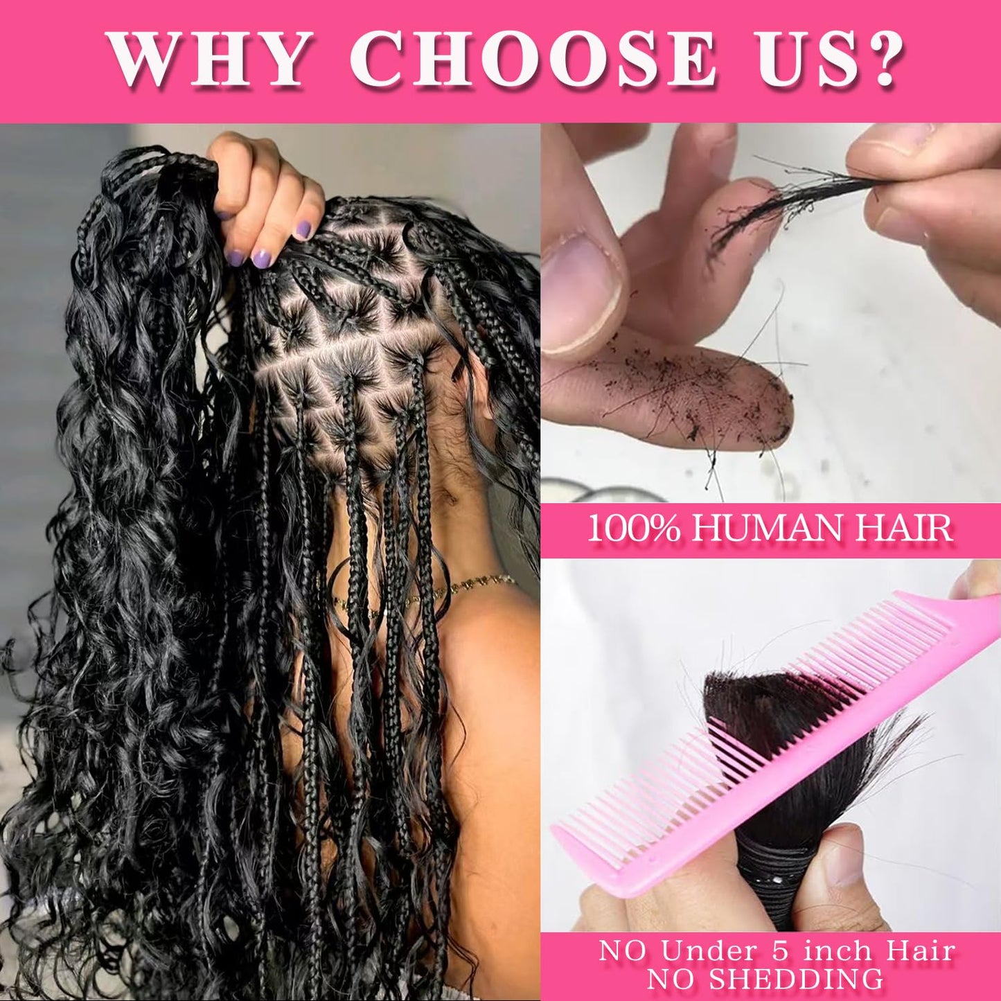 AKONSOUL 22 Inch Human Braiding Hair for Boho Braids Deep Wave Bulk Human Braiding Hair 100% Unprocessed Brazilian Virgin Human Hair for Braiding Bohemian No Weft 3 Bundles 110g Natural Color